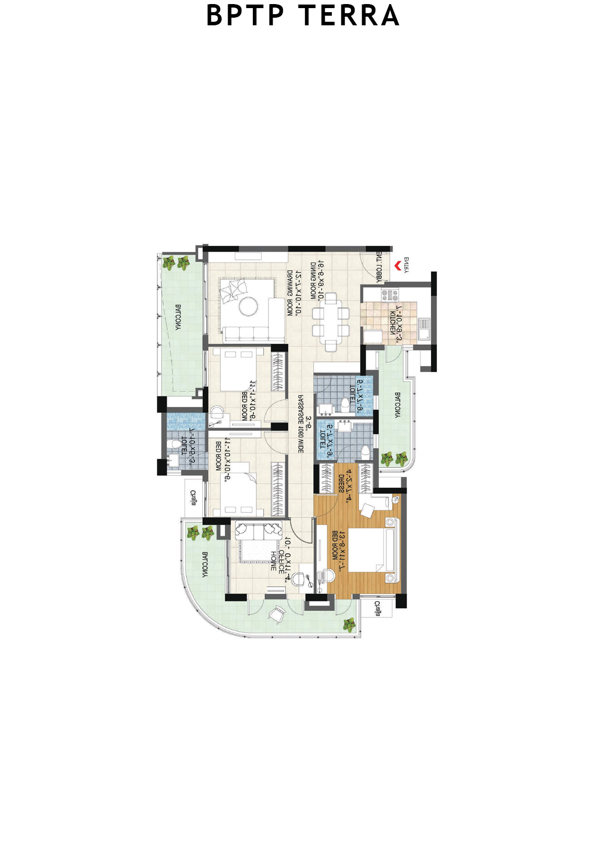 Bptp Terra Tower 22 Unit 4 (Type 3) Floor Plan