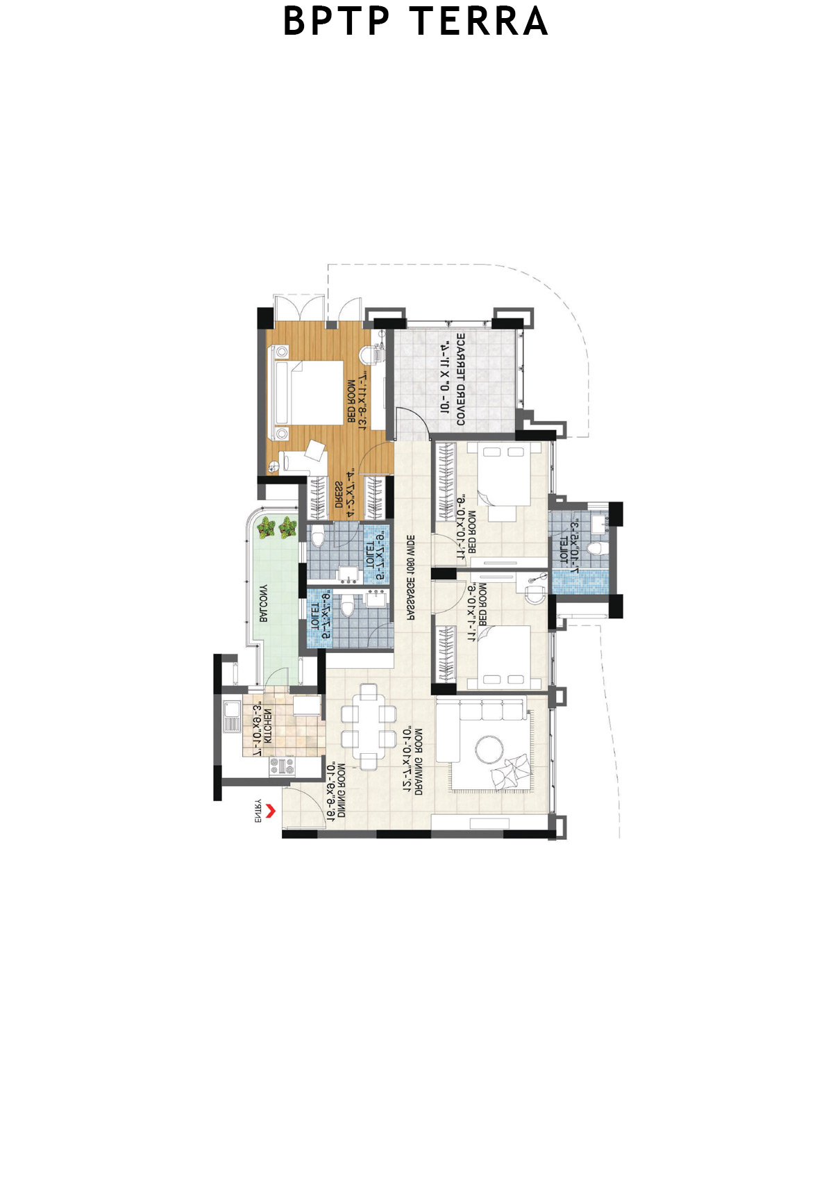 Bptp Terra Tower 23 Unit 2 (Type 3) Floor Plan