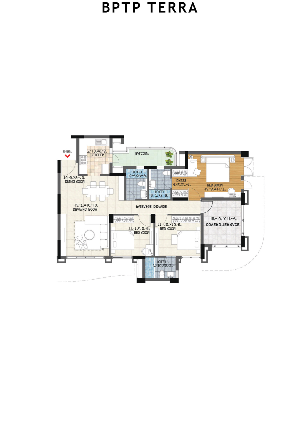Bptp Terra Tower 23 Unit 3 (Type 3) Floor Plan