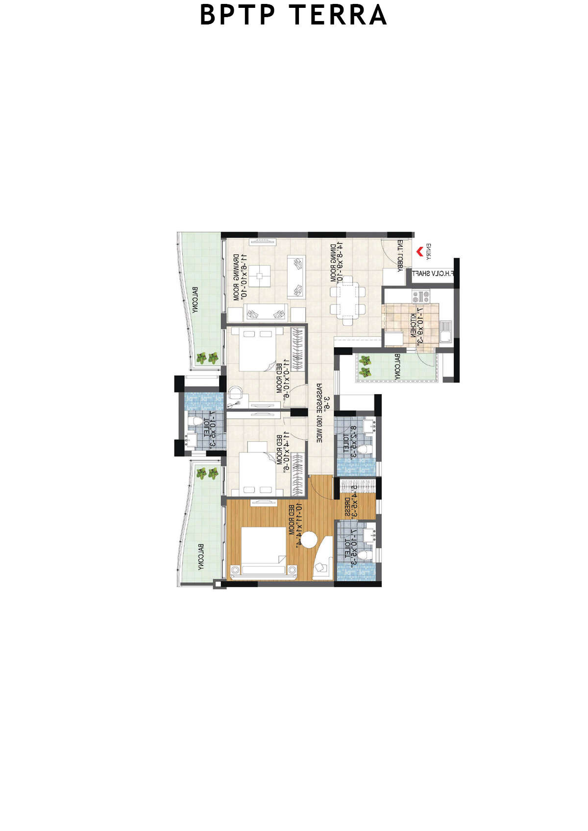 Bptp Terra Tower 23 Unit 4 (Type 1) Floor Plan