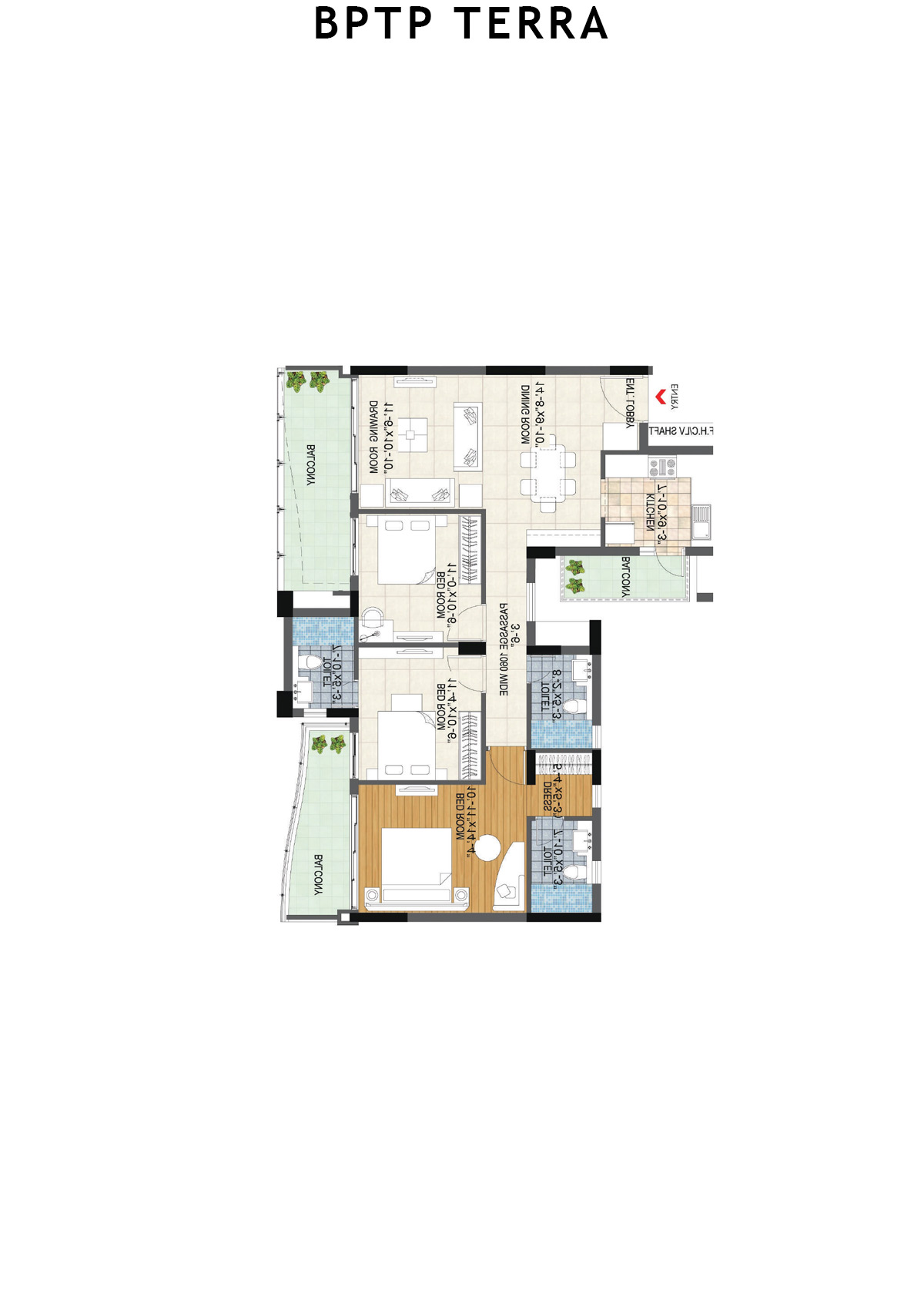 Bptp Terra Tower 23 Unit 4 (Type 2) Floor Plan