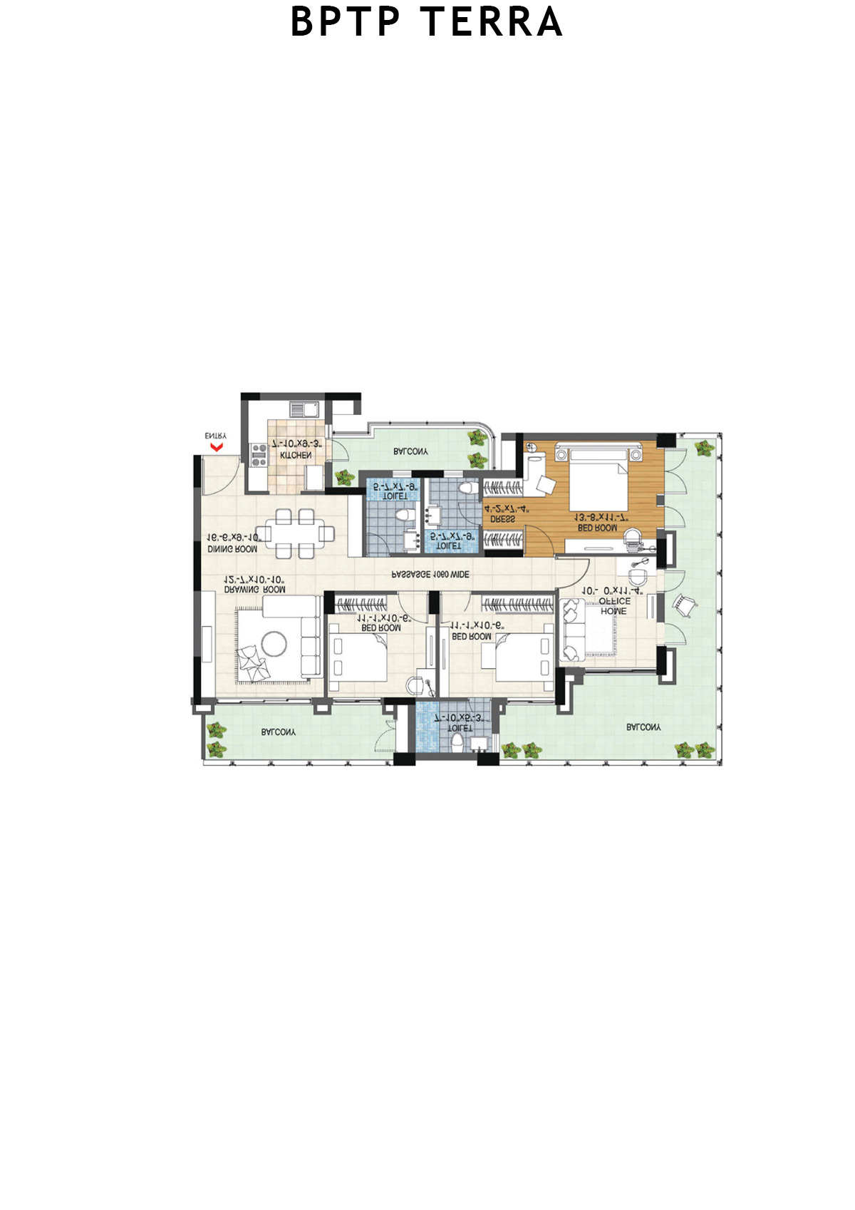 Bptp Terra Tower 24 Unit 3 (Type 1) Floor Plan