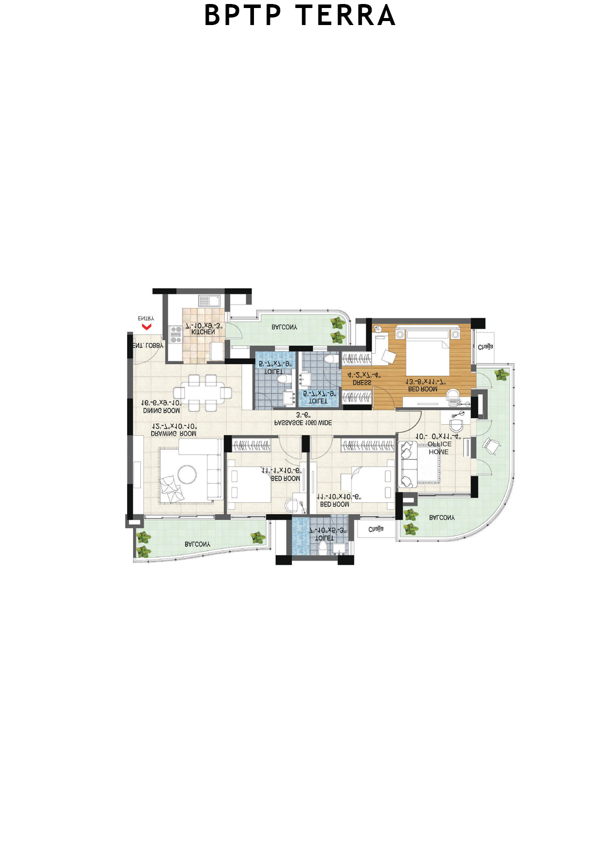 Bptp Terra Tower 24 Unit 3 (Type 2) Floor Plan