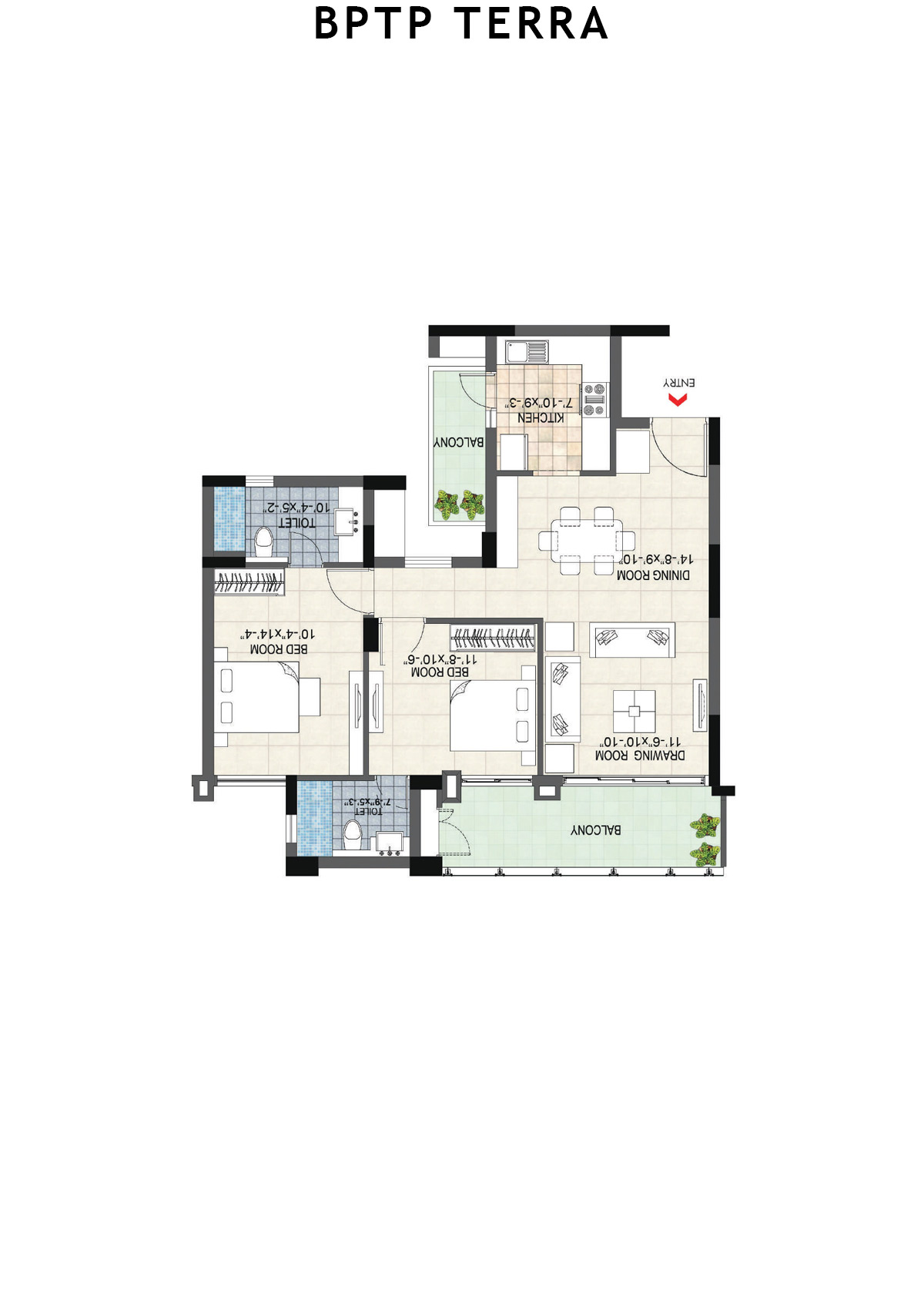 Bptp Terra Tower 24 Unit 4 Floor Plan