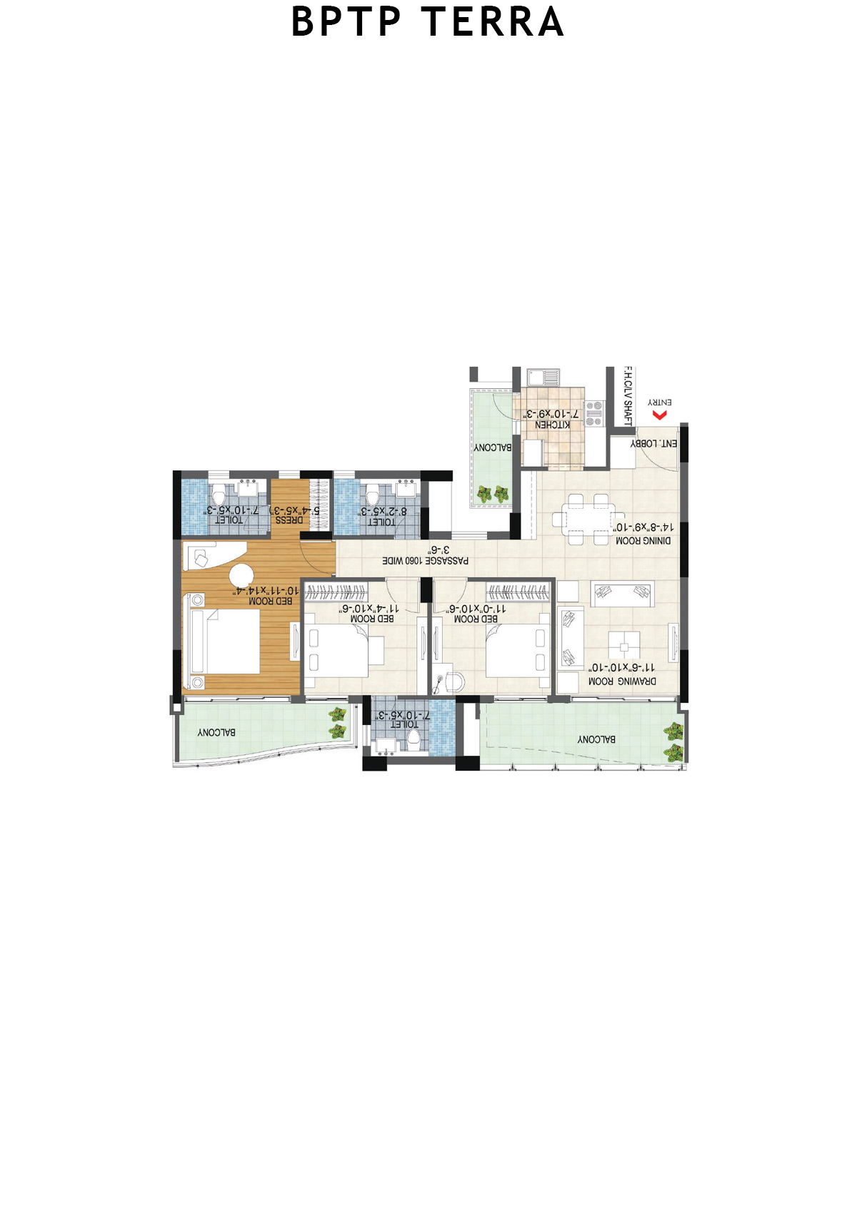 Bptp Terra Tower 24 Unit 4 (Type 2) Floor Plan