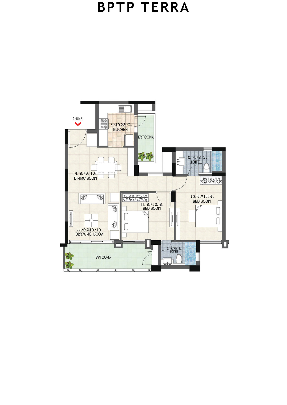 Bptp Terra Tower 25 Unit 3 Floor Plan