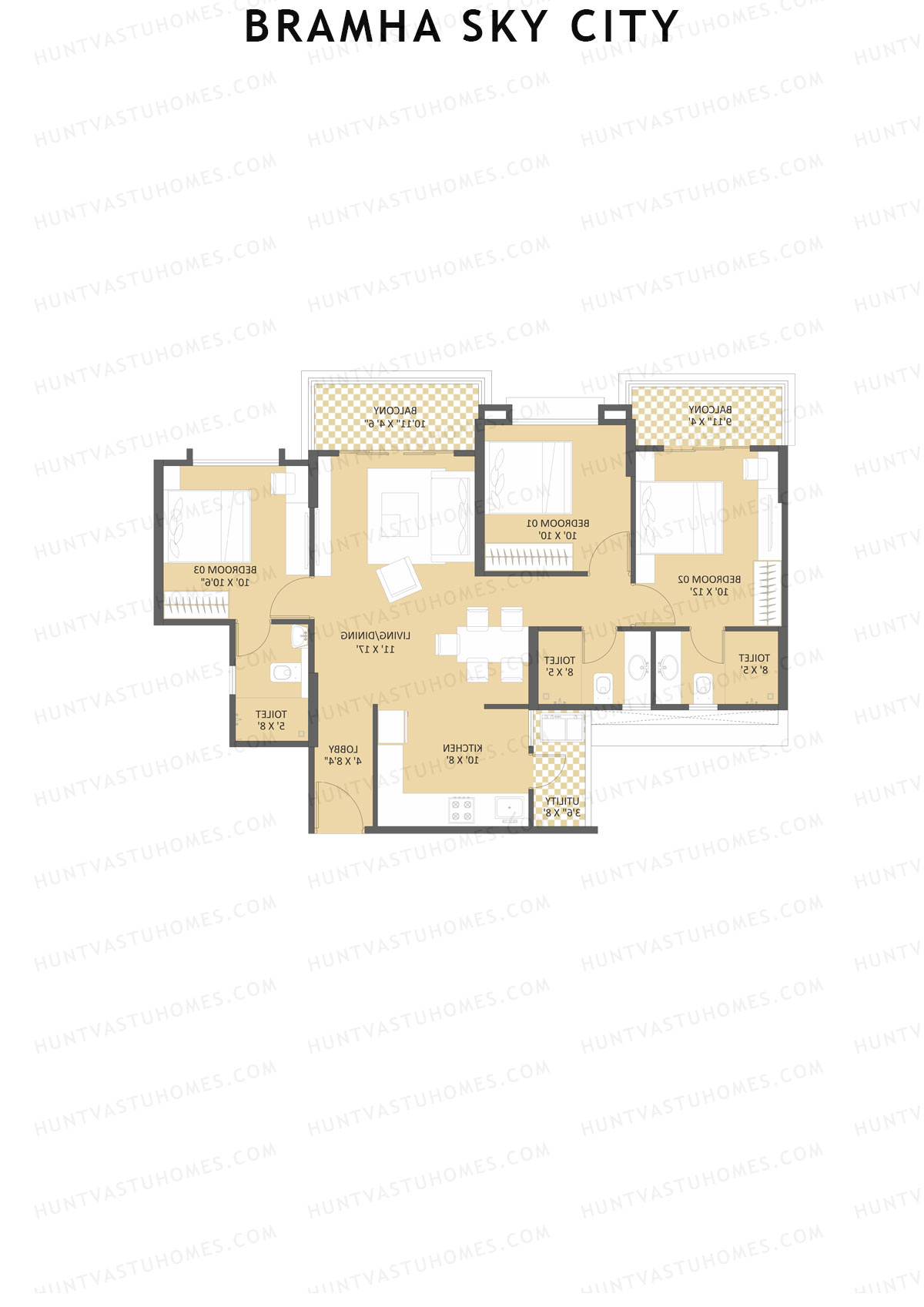 Bramha Sky City Tower S2 Unit 3 Floor Plan