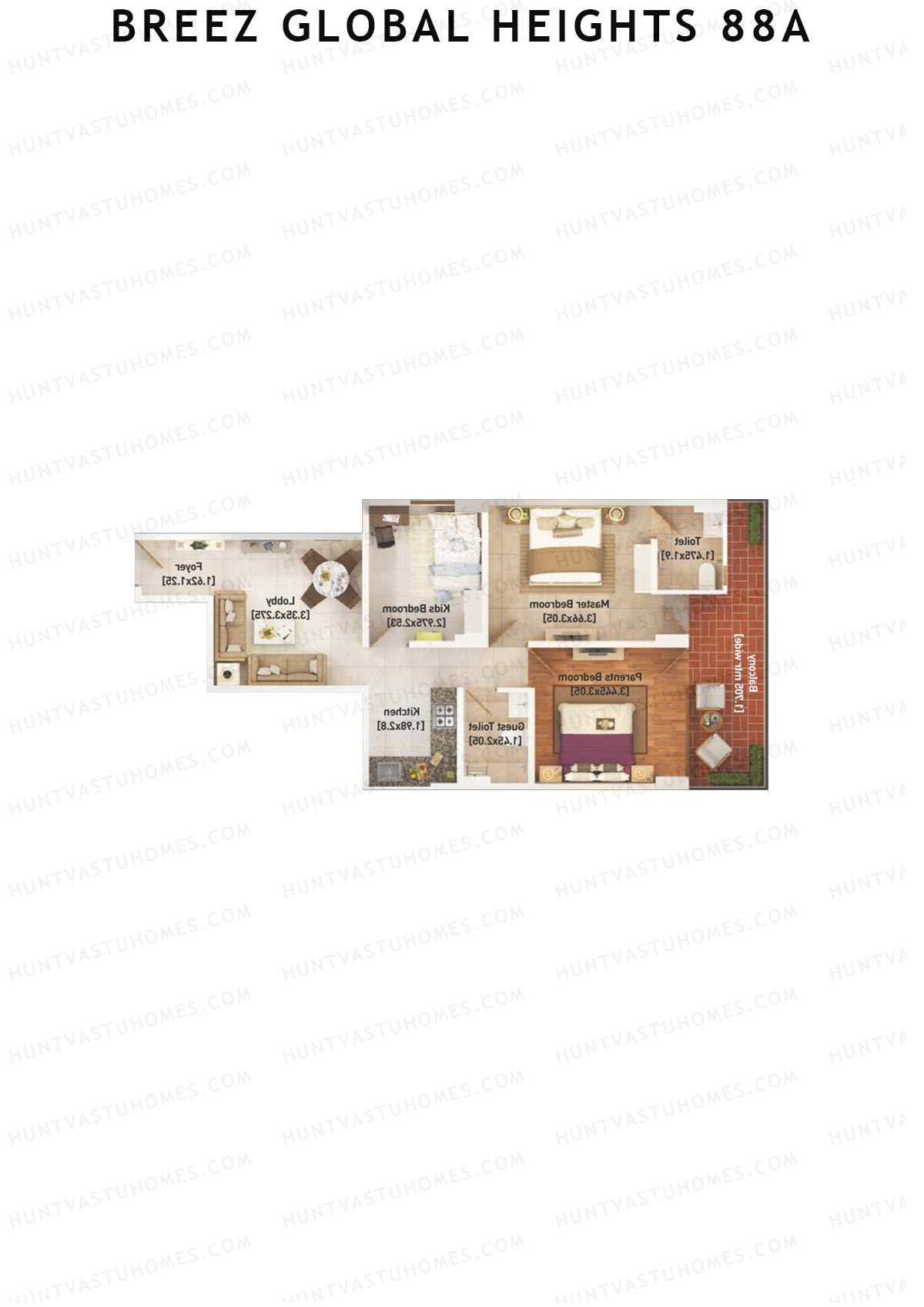Breez Global Heights 88A Tower 2 Unit 5 (Type A) Floor Plan