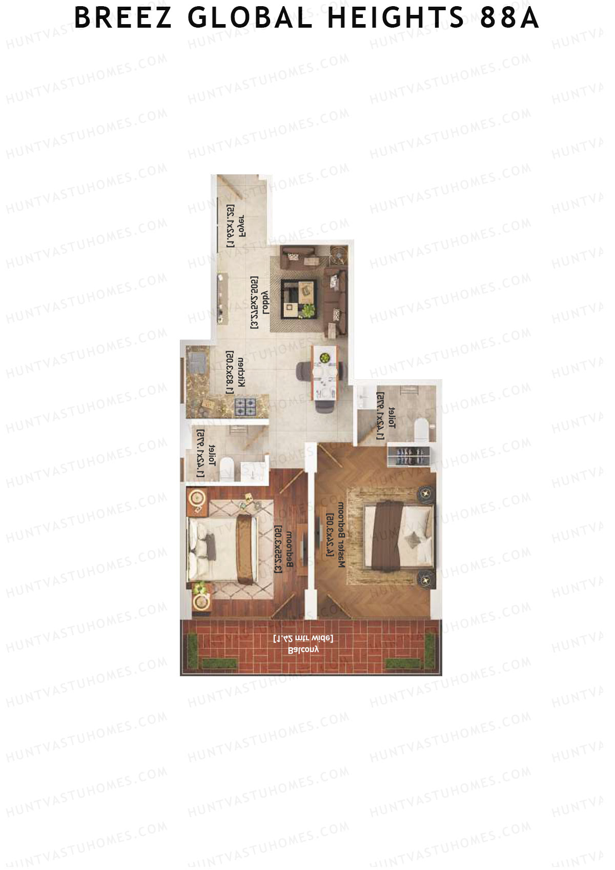 Breez Global Heights 88A Tower 3 Unit 4 (Type C) Floor Plan