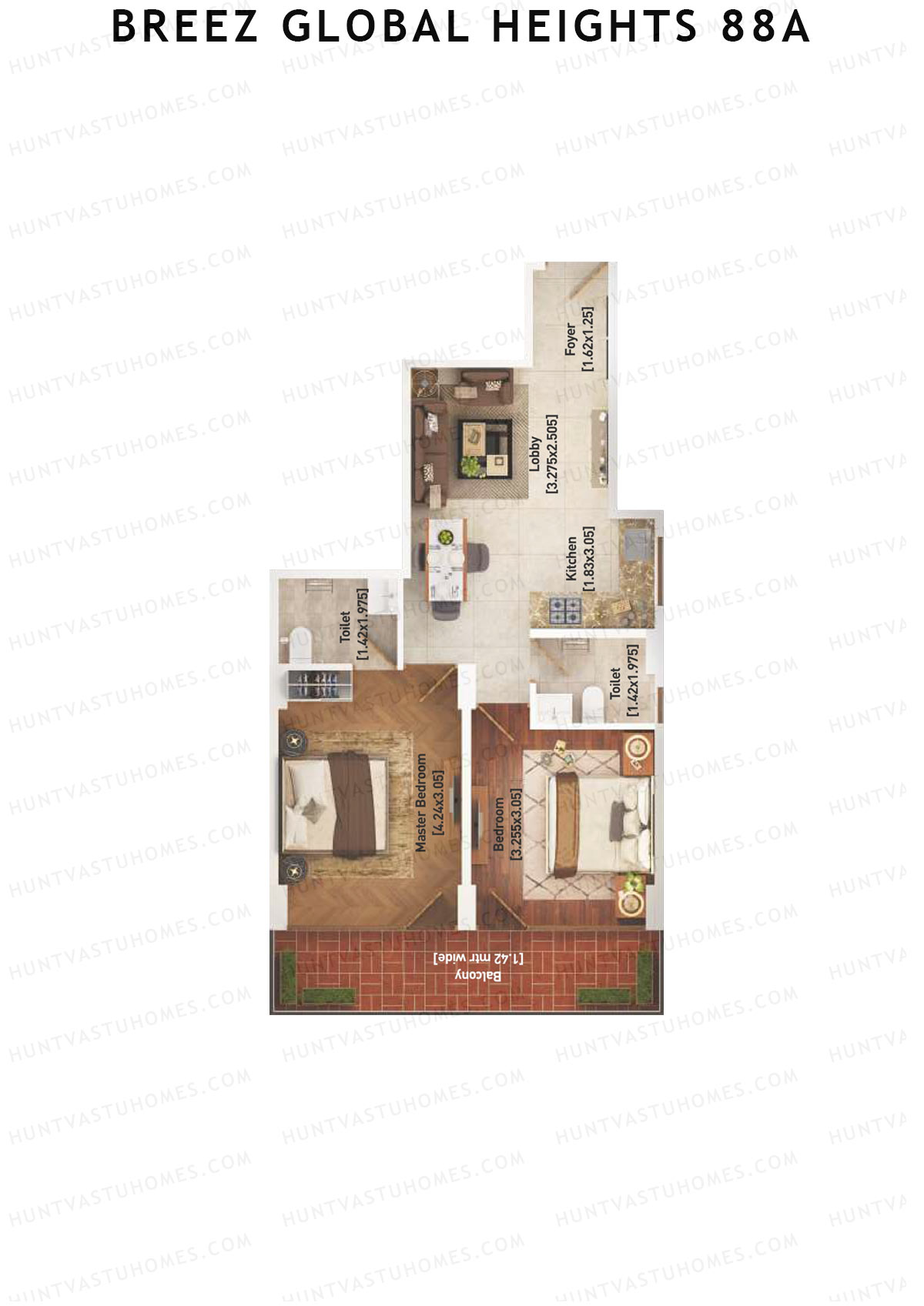 Breez Global Heights 88A Tower 3 Unit 5 (Type C) Floor Plan