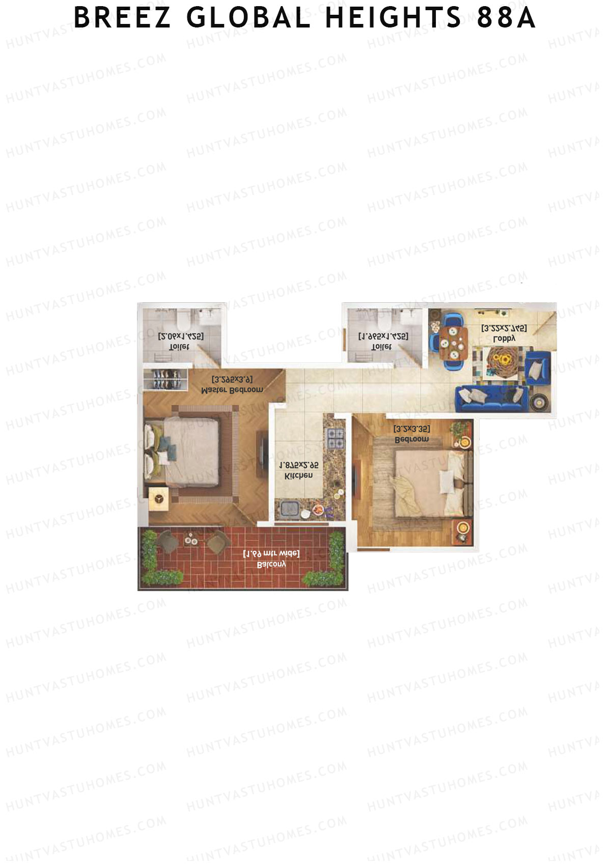 Breez Global Heights 88A Tower 3 Unit 6 (Type D) Floor Plan