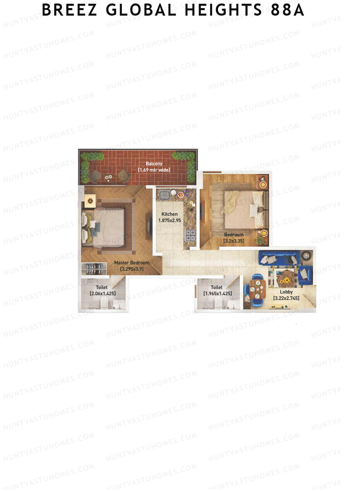 Breez Global Heights 88A Tower 3 Unit 7 (Type D) Floor Plan
