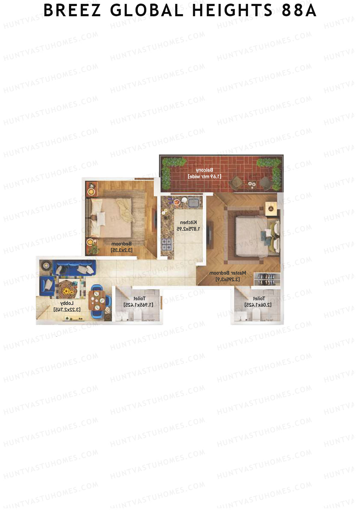 Breez Global Heights 88A Tower 4 Unit 2 (Type D) Floor Plan