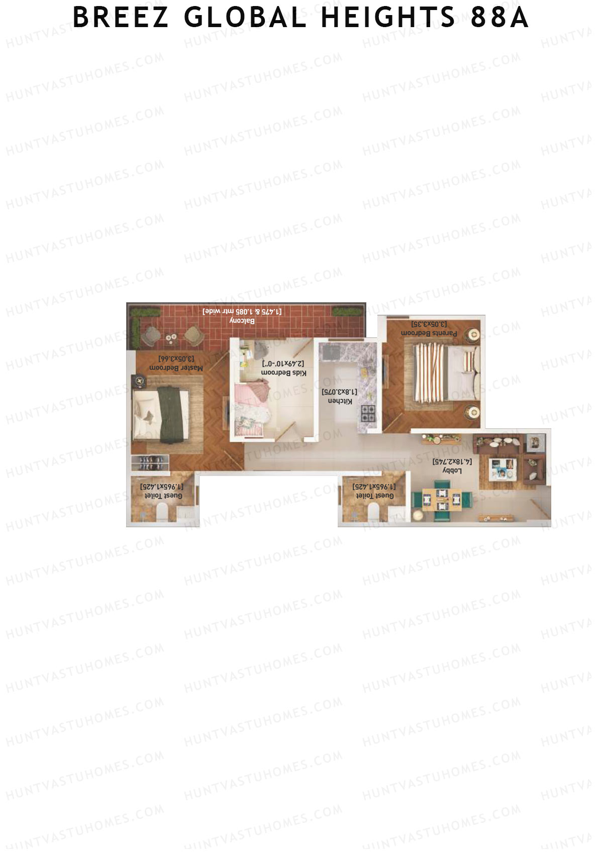 Breez Global Heights 88A Tower 4 Unit 7 (Type B) Floor Plan