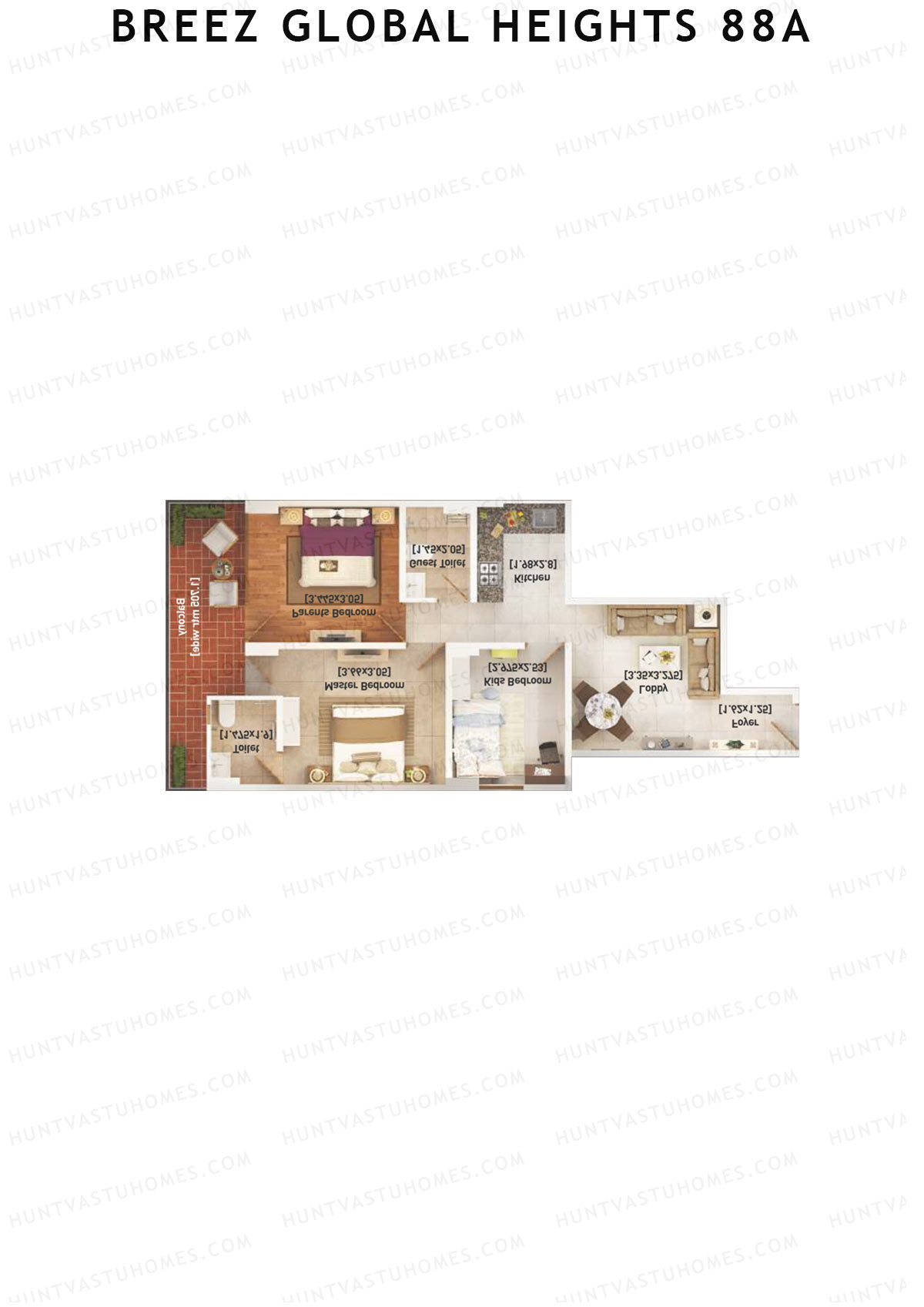 Breez Global Heights 88A Tower 5 Unit 1 (Type A) Floor Plan