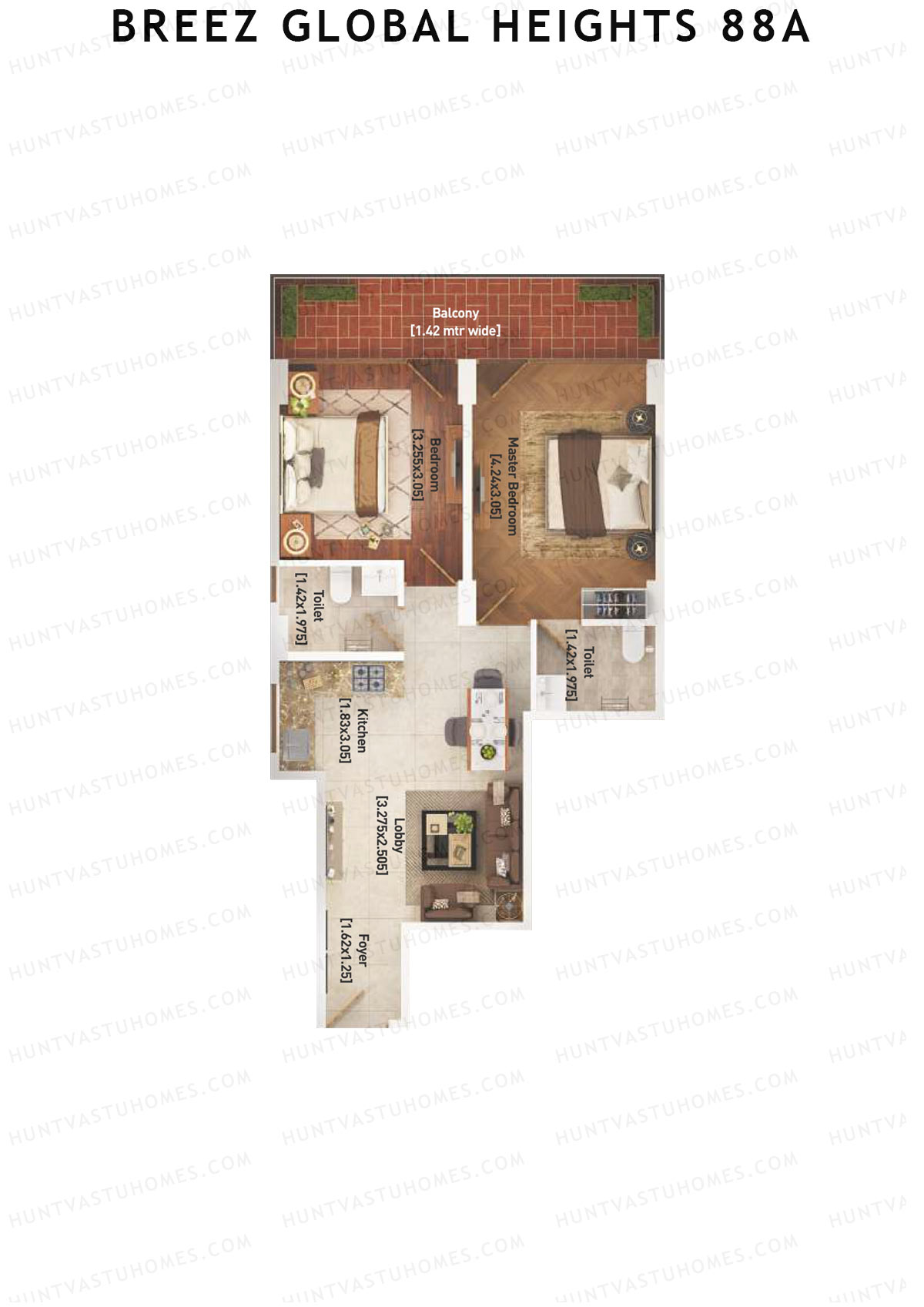 Breez Global Heights 88A Tower 7 Unit 1 (Type C) Floor Plan