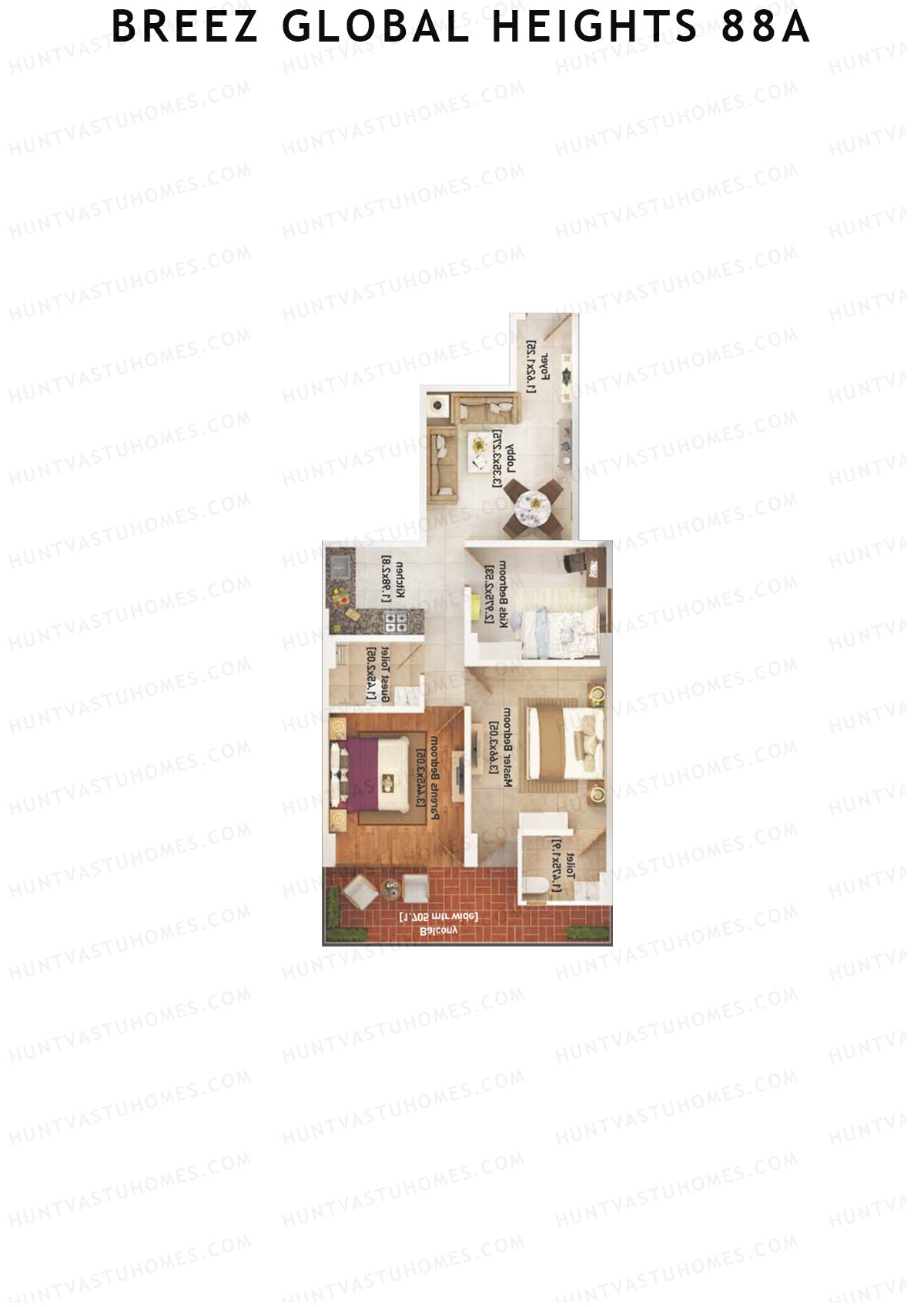 Breez Global Heights 88A Tower 8 Unit 5 (Type A) Floor Plan