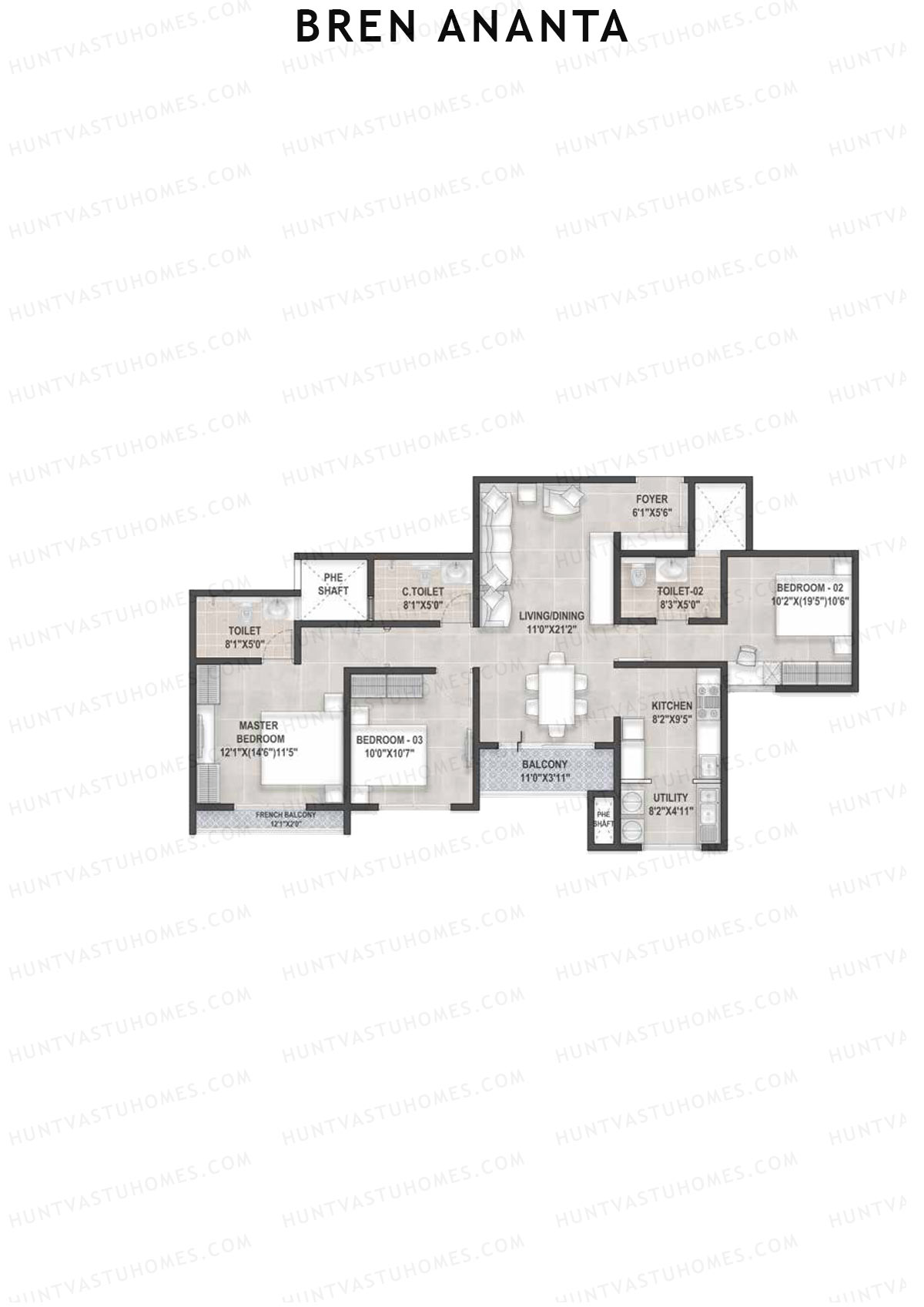 Bren Ananta Tower 2 Unit 5 (Type 2) Floor Plan