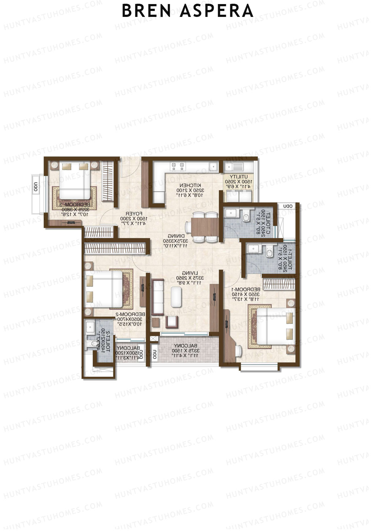 Bren Aspera Wing A Unit 6 (Type 3) Floor Plan