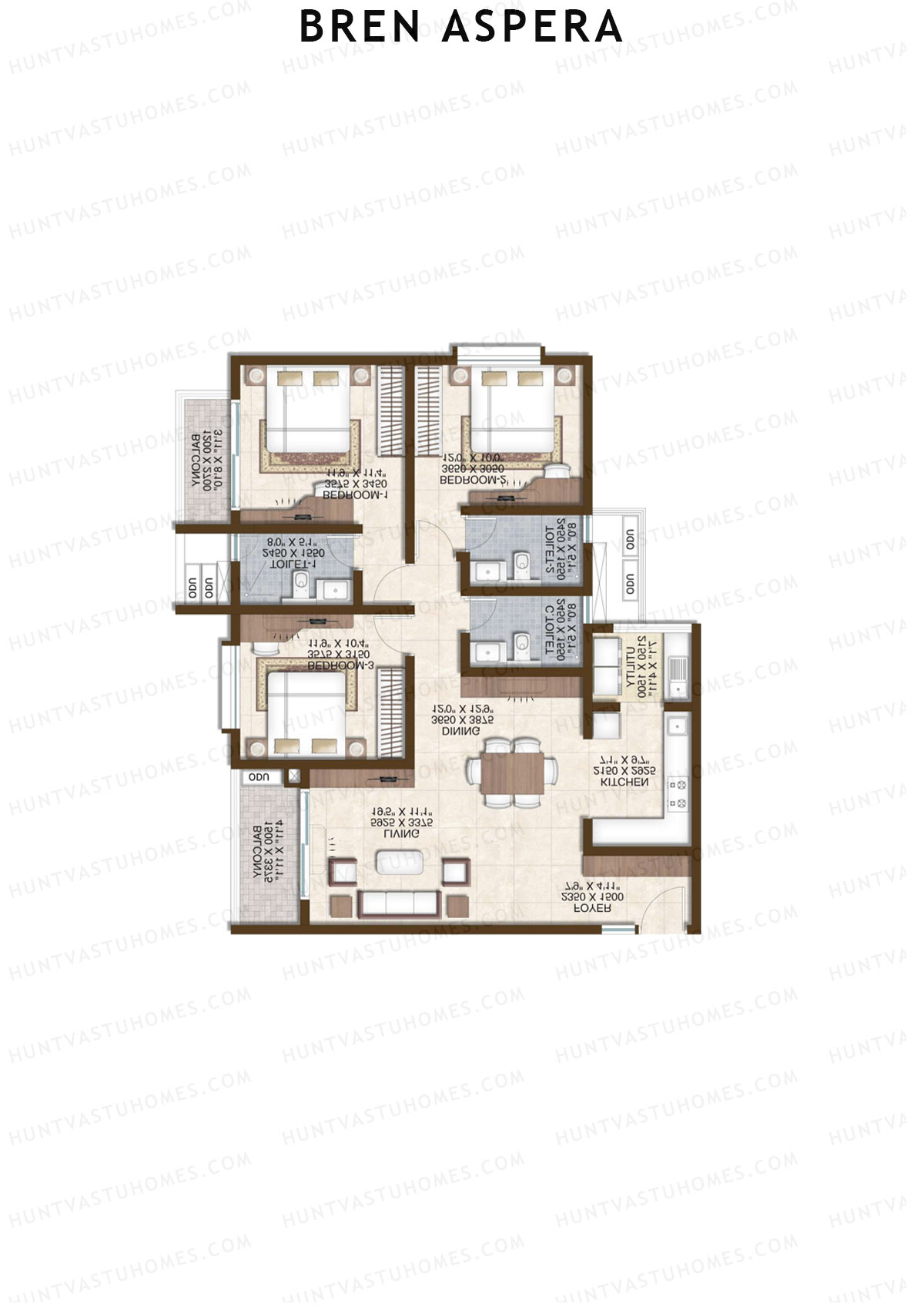 Bren Aspera Wing B Unit 2 (Type 2) Floor Plan