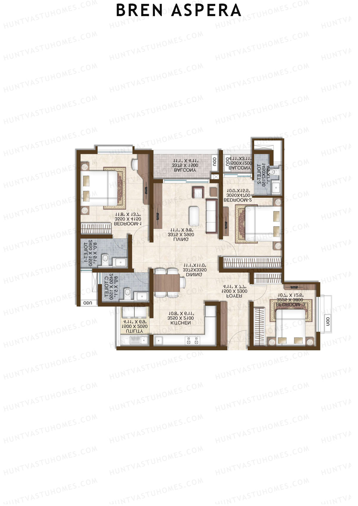 Bren Aspera Wing B Unit 3 (Type 3) Floor Plan