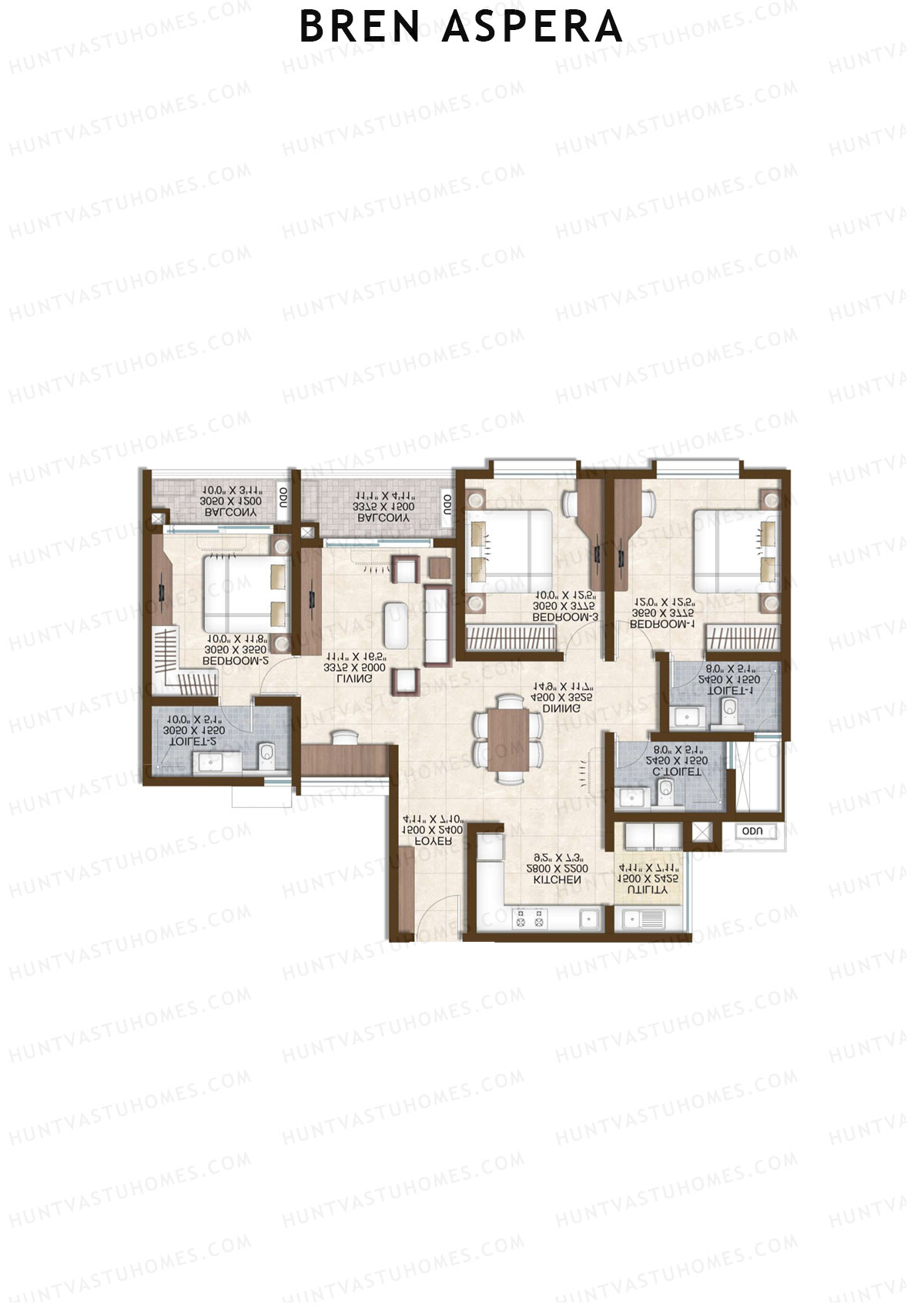 Bren Aspera Wing B Unit 4 (Type 4) Floor Plan