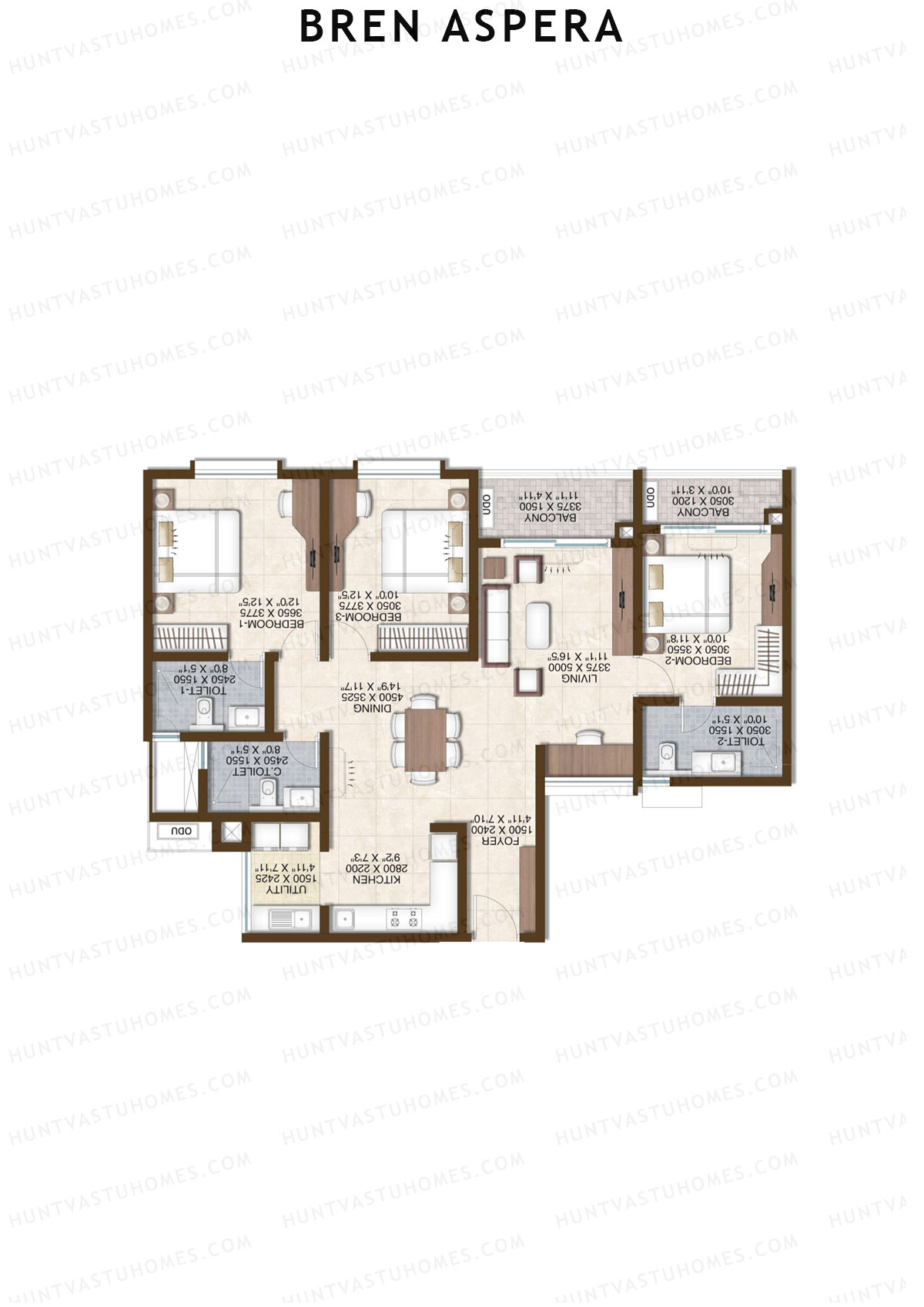 Bren Aspera Wing B Unit 5 (Type 4) Floor Plan