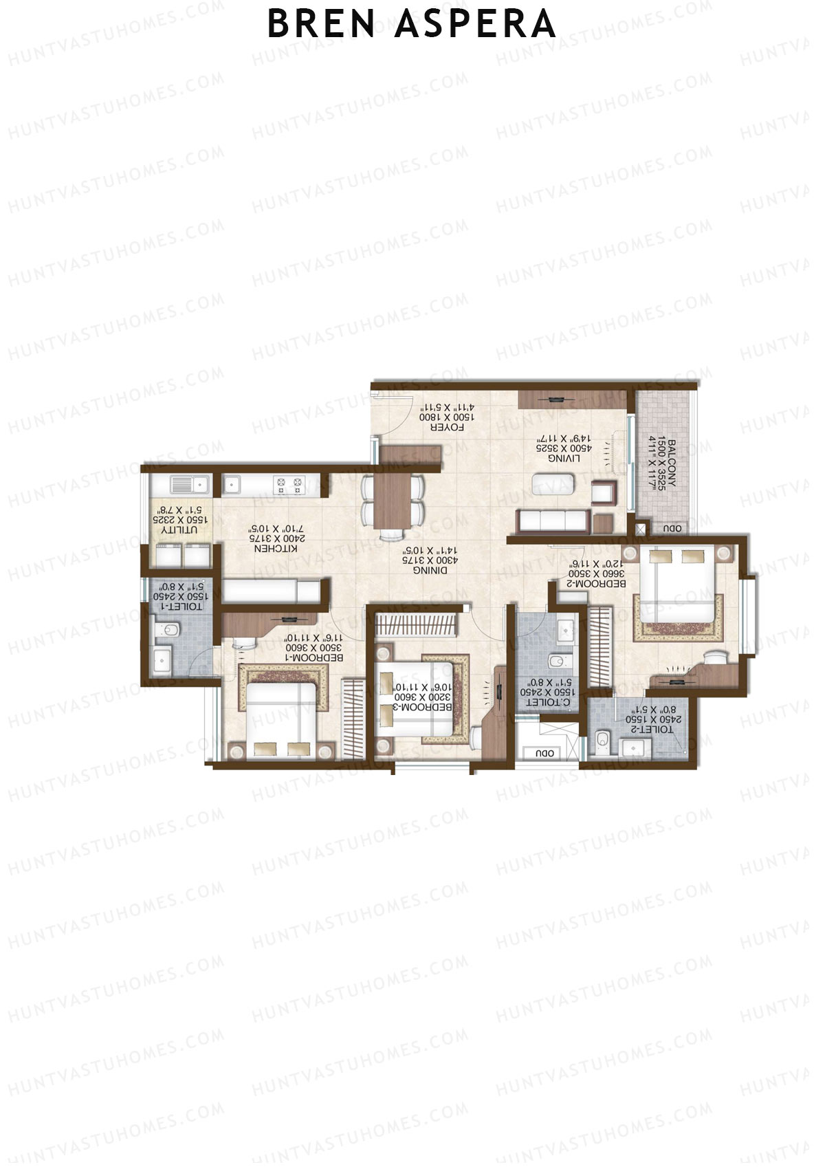 Bren Aspera Wing B Unit 8 (Type 1) Floor Plan