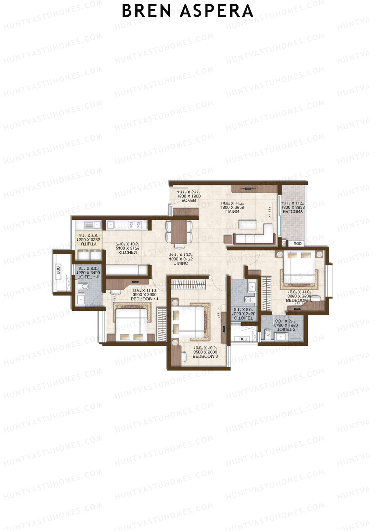 Bren Aspera Wing B Unit 8 (Type 1A) Floor Plan