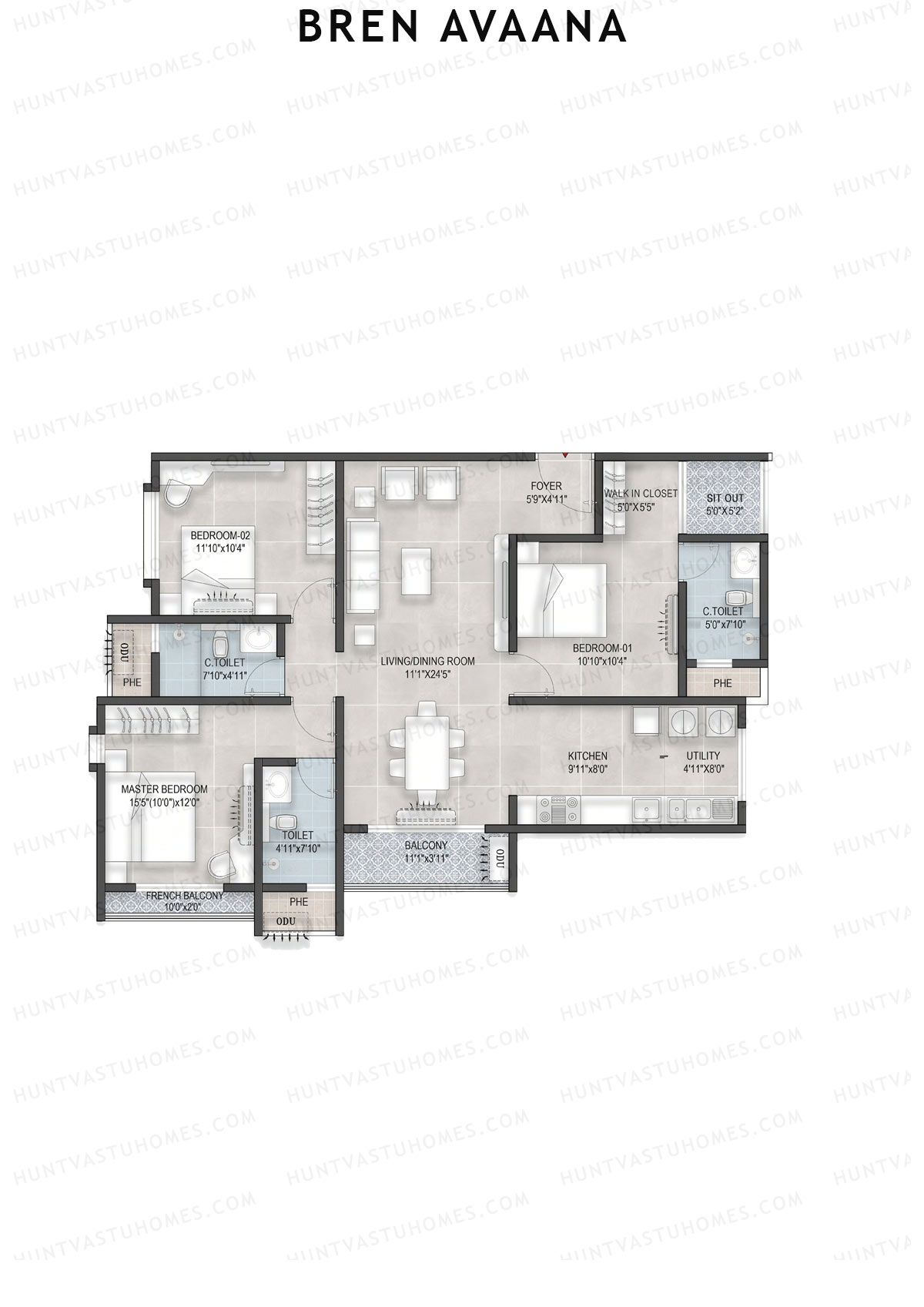 Bren Avaana Wing C Unit 5 (Type 6) Floor Plan