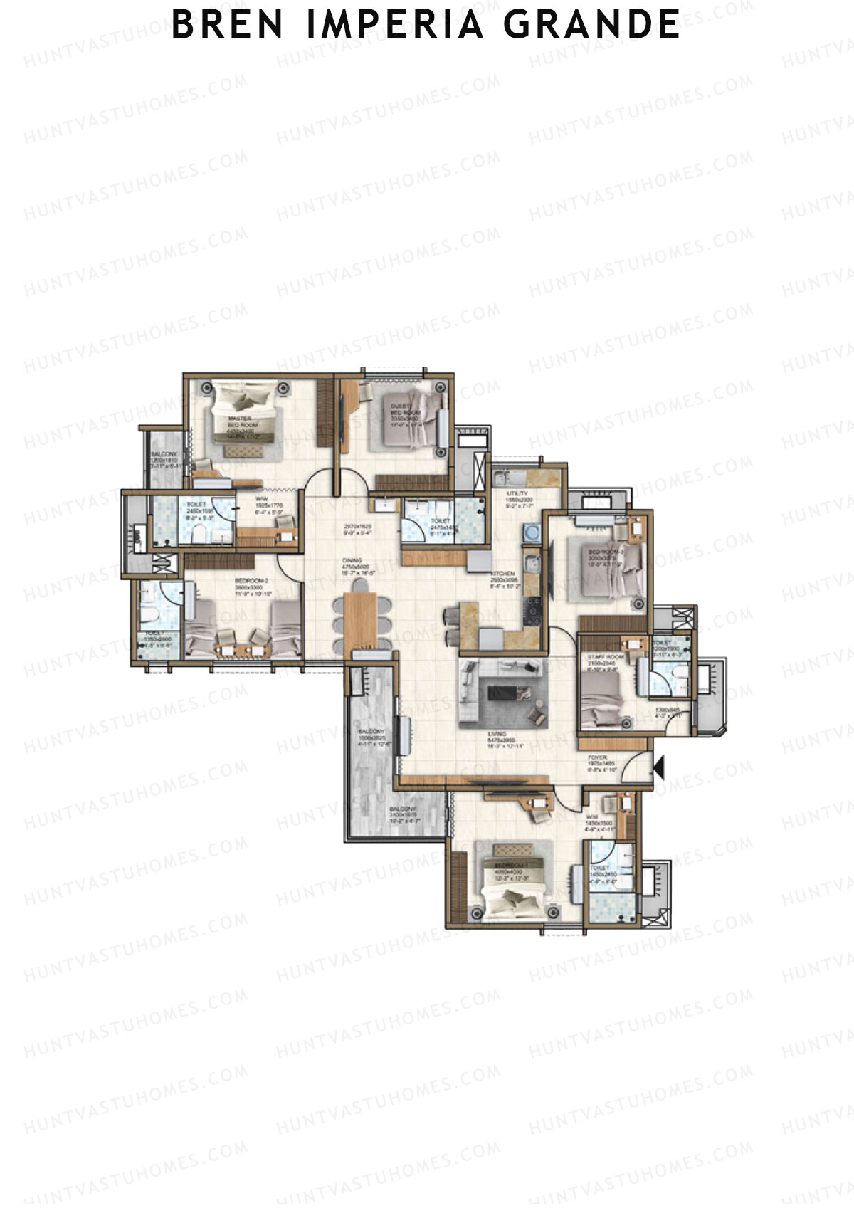 Bren Imperia Grande, Magnificus, Unit 1 (Type 2), 5BHK, Super Area 2719   sq ft 