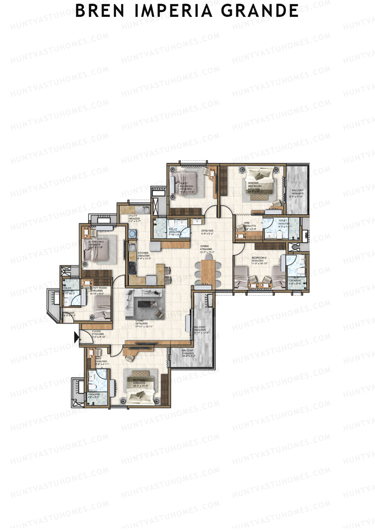Bren Imperia Grande, Magnificus, Unit 4 (Type 1), 5BHK, Super Area 2771   sq ft 