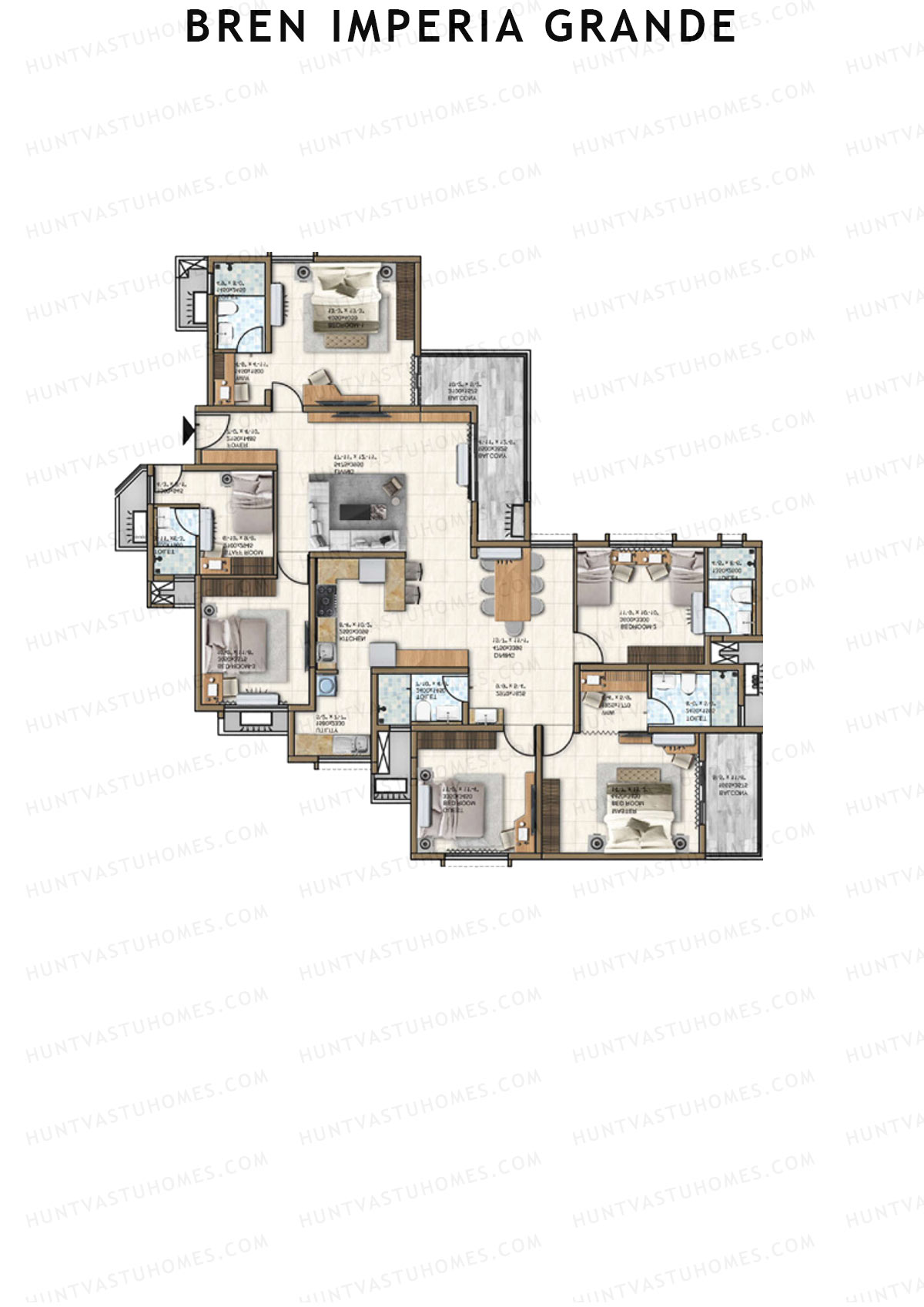 Bren Imperia Grande, Magnificus, Unit 5 (Type 1), 5BHK, Super Area 2771   sq ft 
