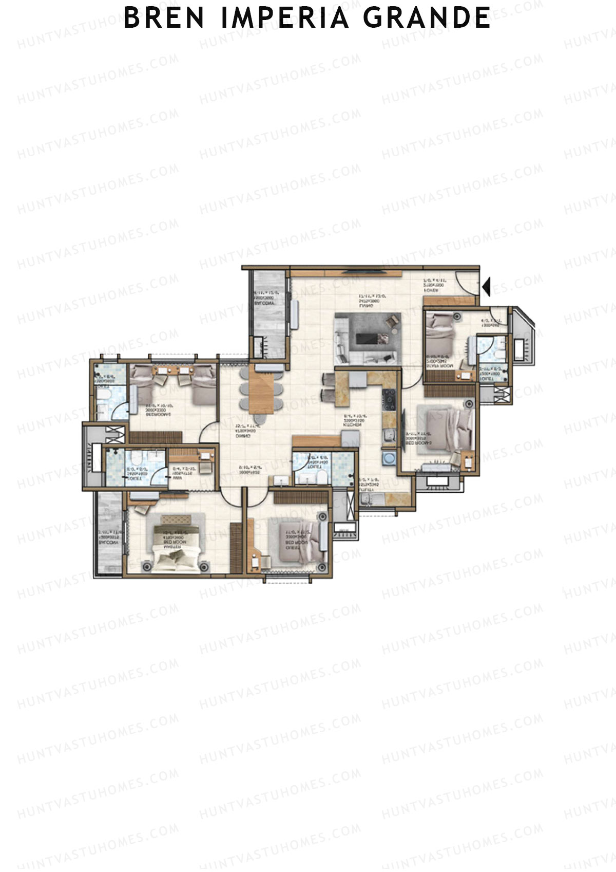 Bren Imperia Grande, Triumphus, Unit 1 (Type 1), 4BHK, Super Area 2316   sq ft 