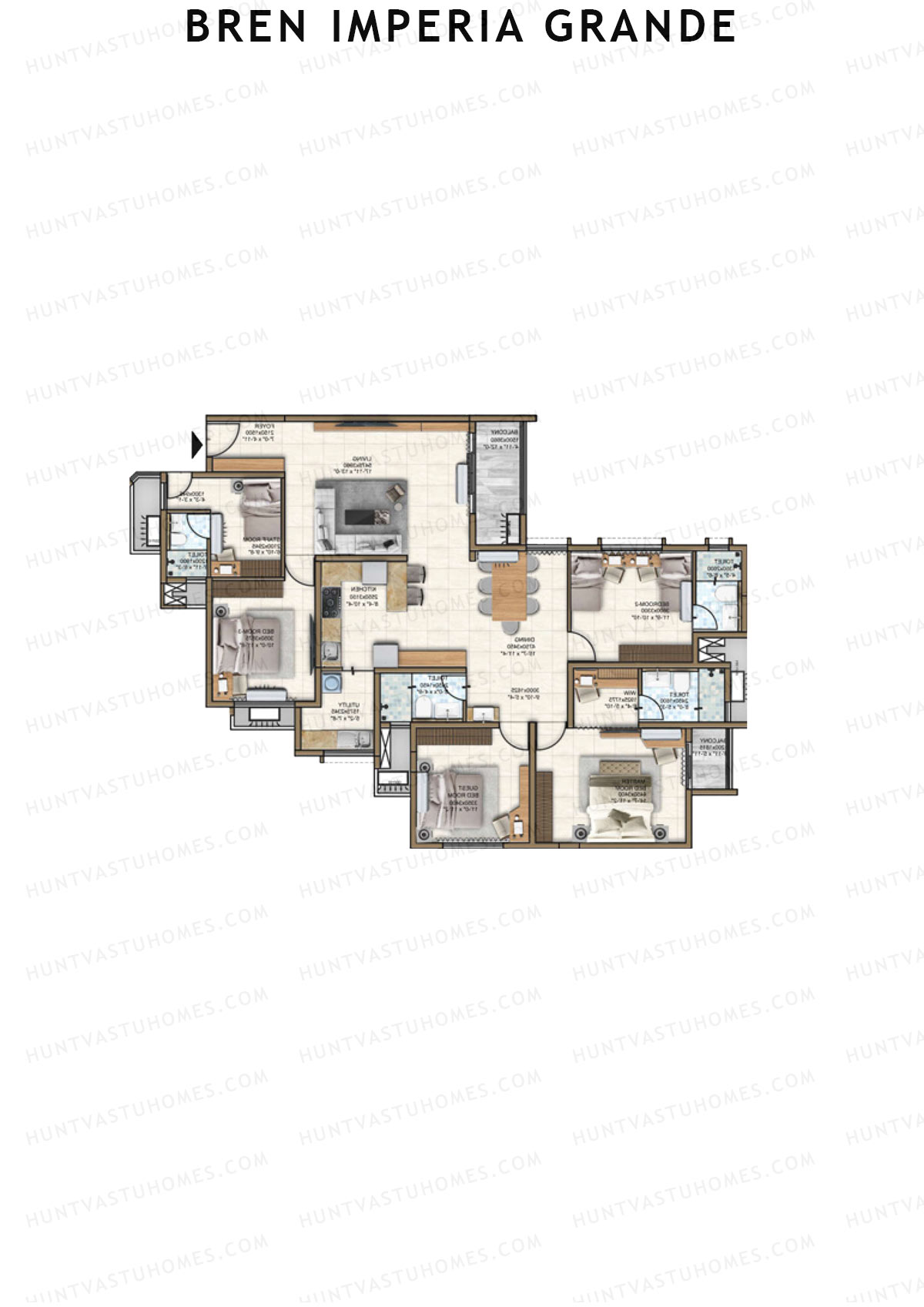 Bren Imperia Grande, Triumphus, Unit 6 (Type 2), 4BHK, Super Area 2273   sq ft 