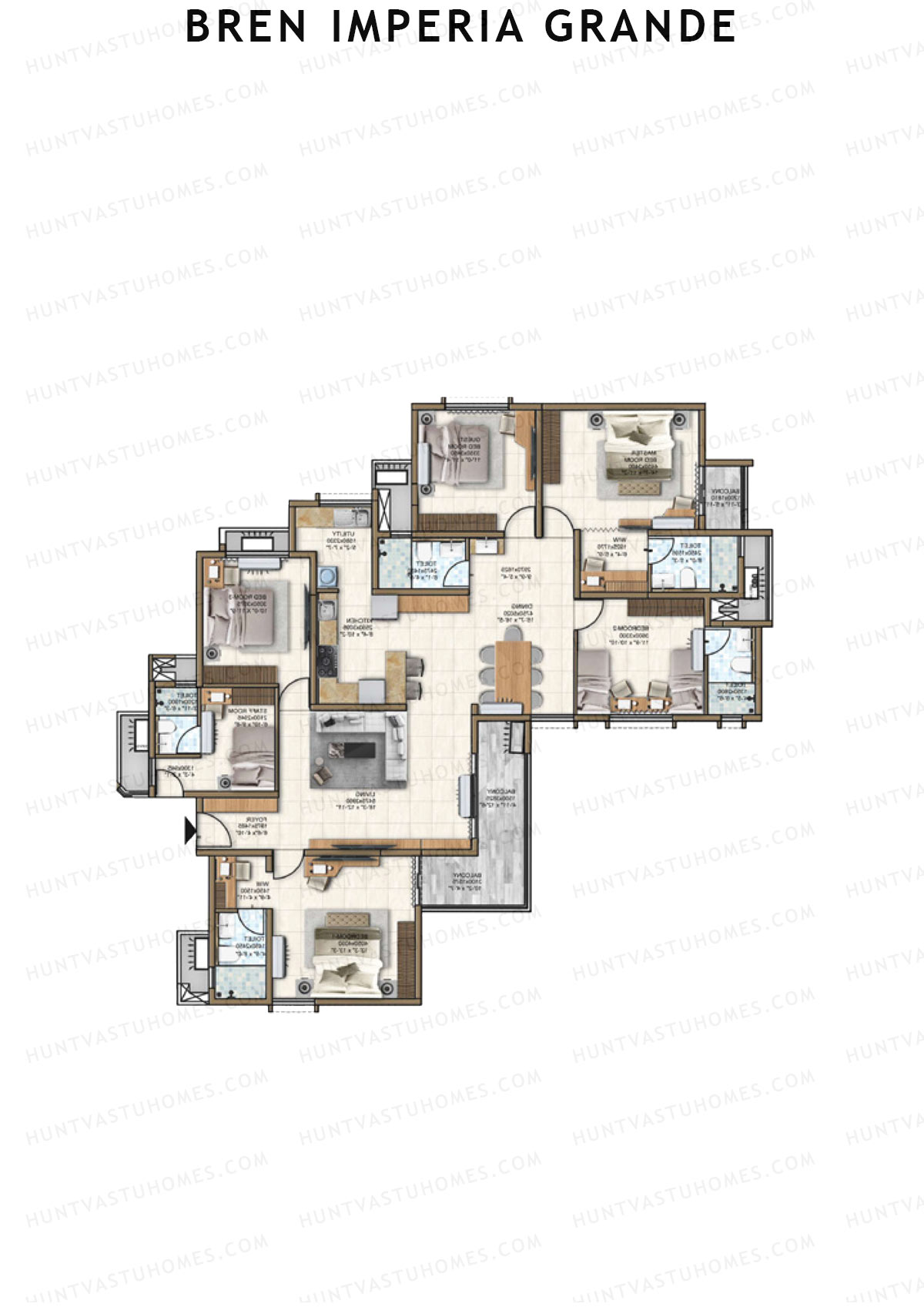 Bren Imperia Grande, Triumphus, Unit 7 (Type 2), 5BHK, Super Area 2719   sq ft 