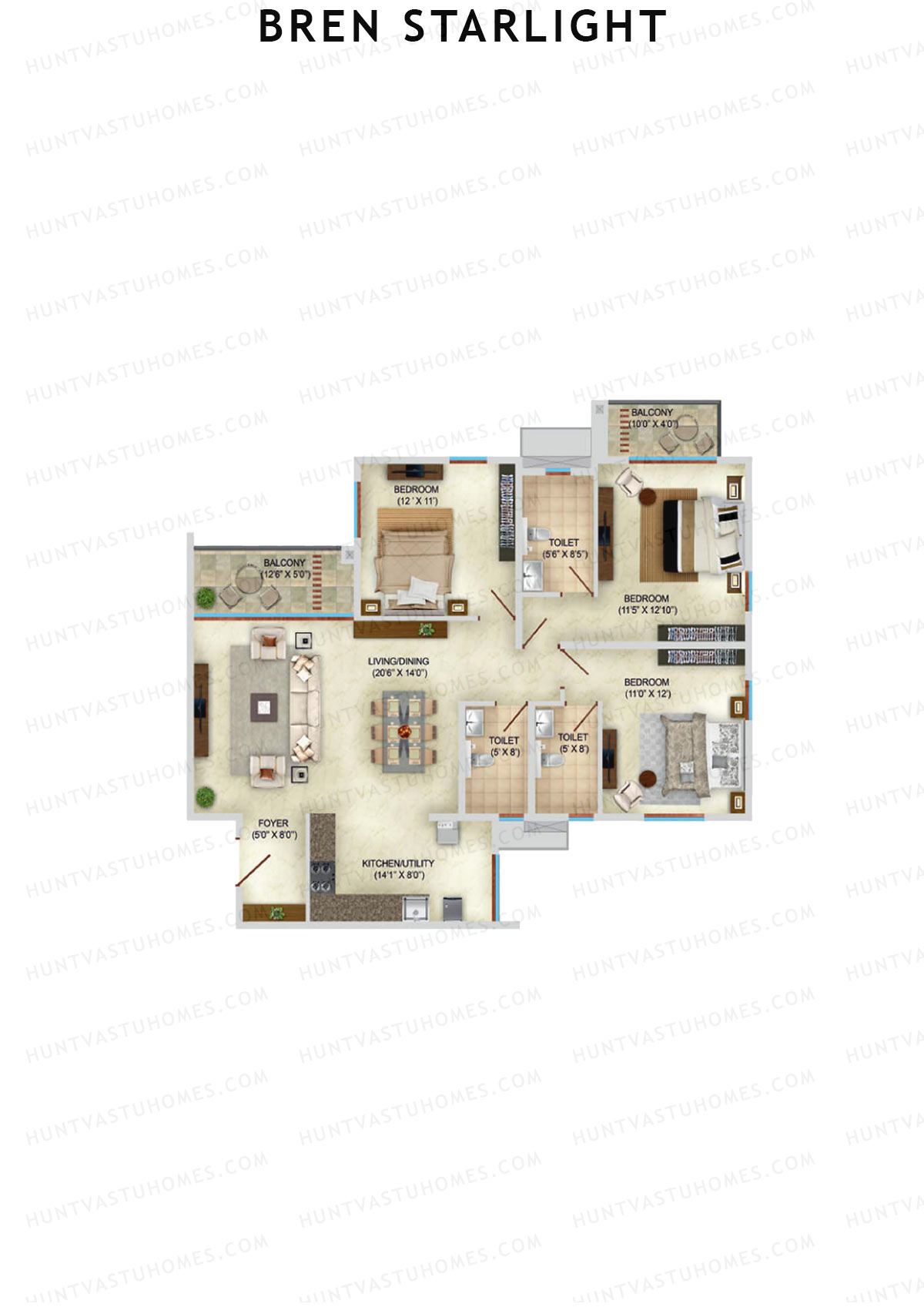 Bren Starlight Wing B Unit 2 (Type 2) Floor Plan