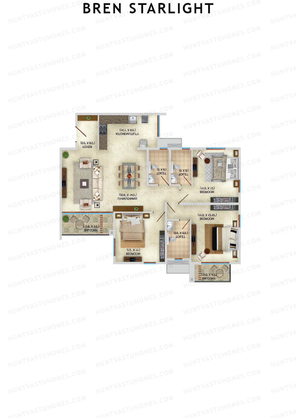 Bren Starlight Wing B Unit 4 (Type 2) Floor Plan