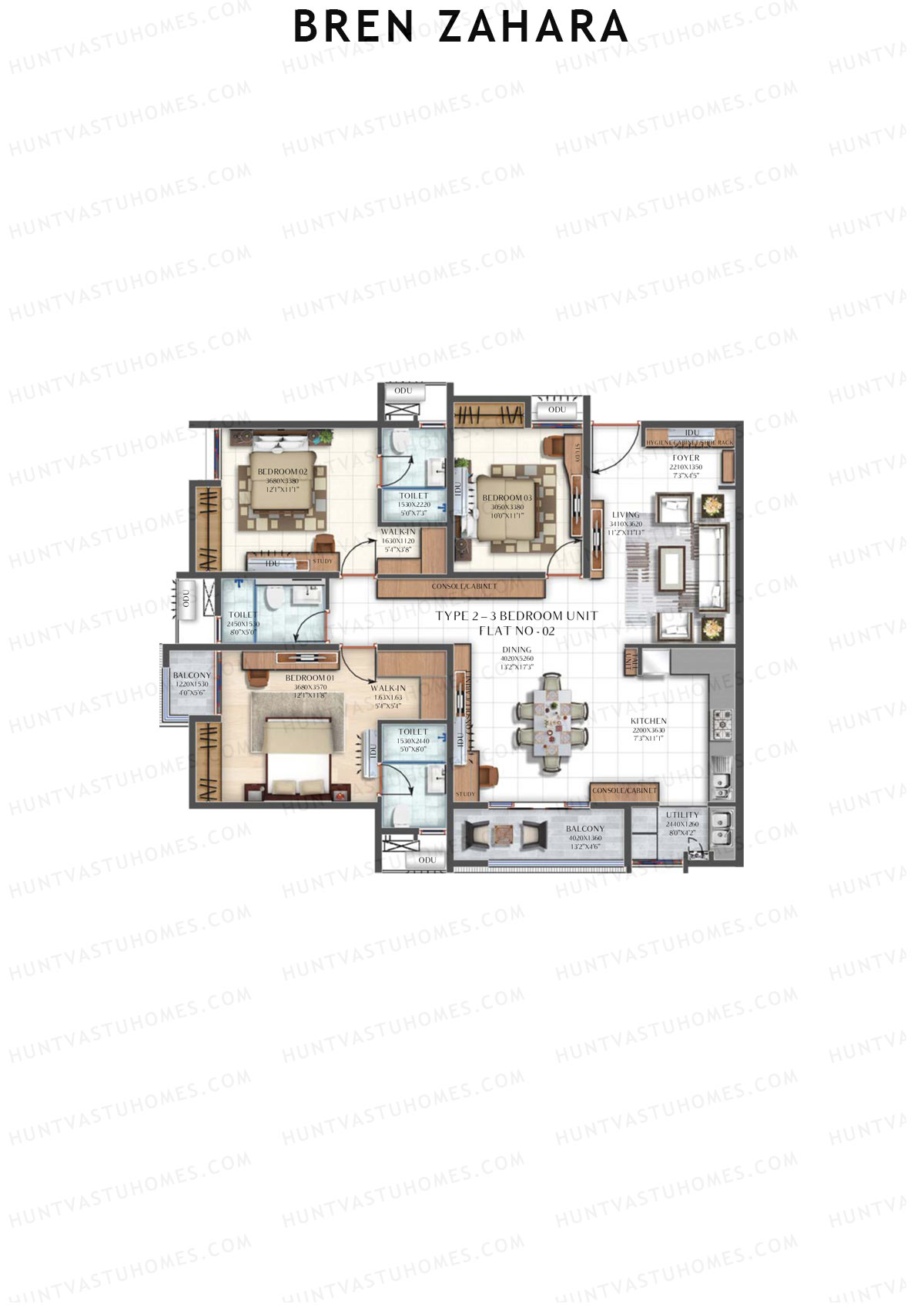 Bren Zahara Begonia Unit 2 (Type 2) Floor Plan