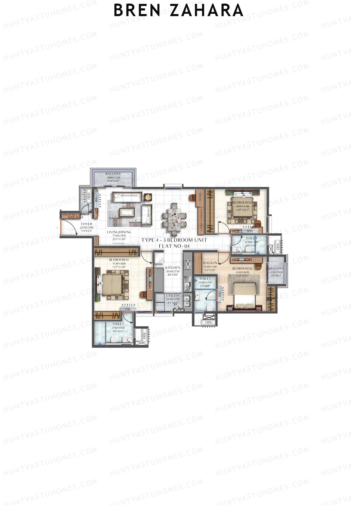 Bren Zahara Begonia Unit 4 (Type 4) Floor Plan