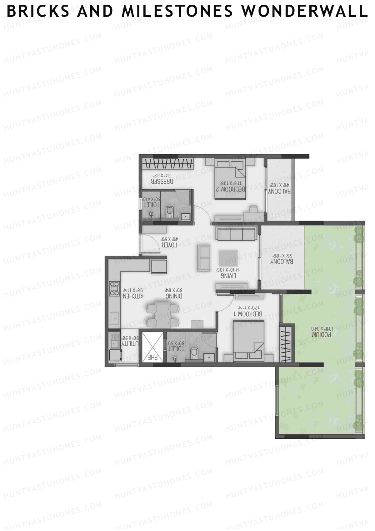 Bricks and Milestones Wonderwall Wing A Unit 2 (Type 3) Floor Plan