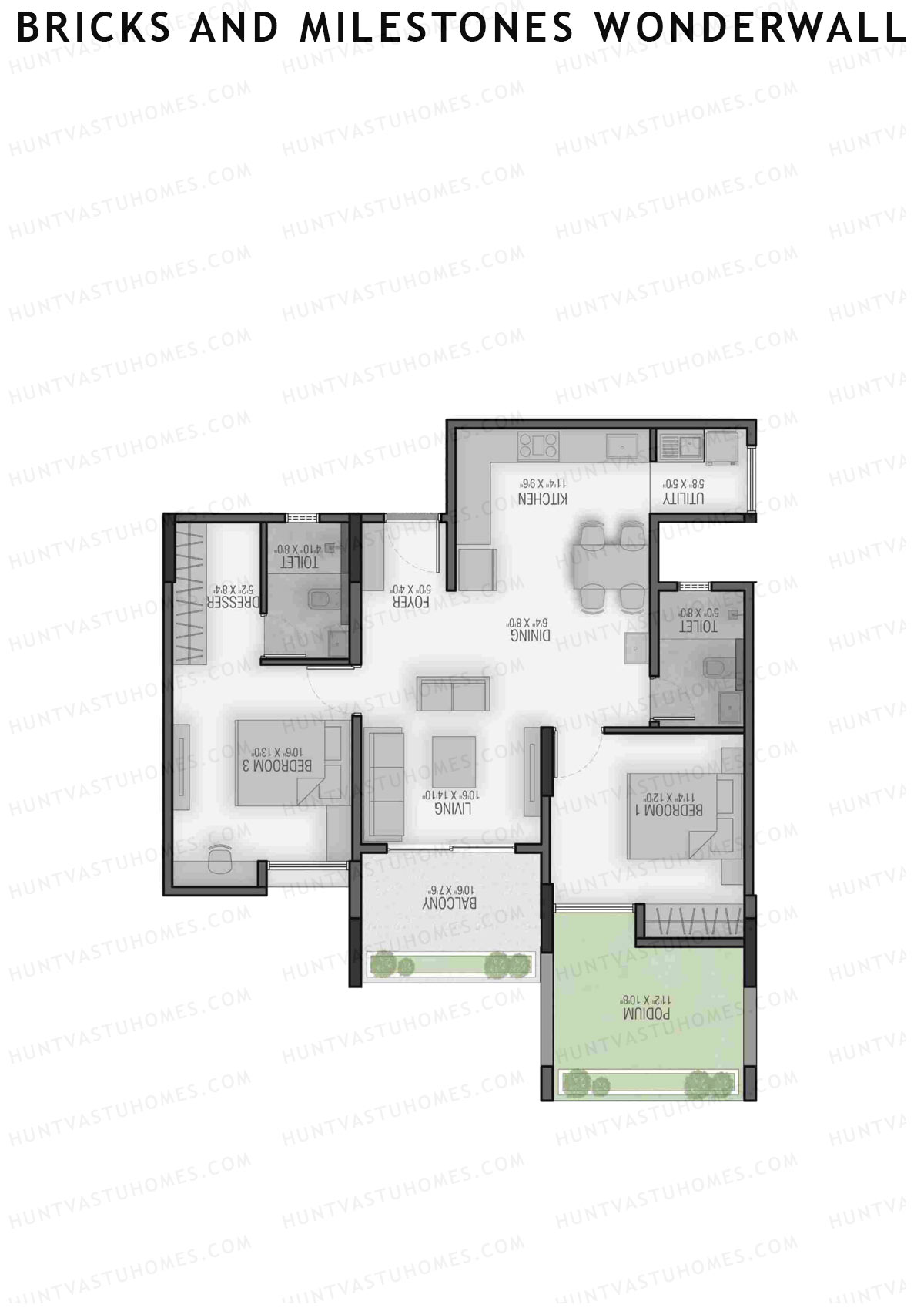 Bricks and Milestones Wonderwall Wing A Unit 3 (Type 1) Floor Plan