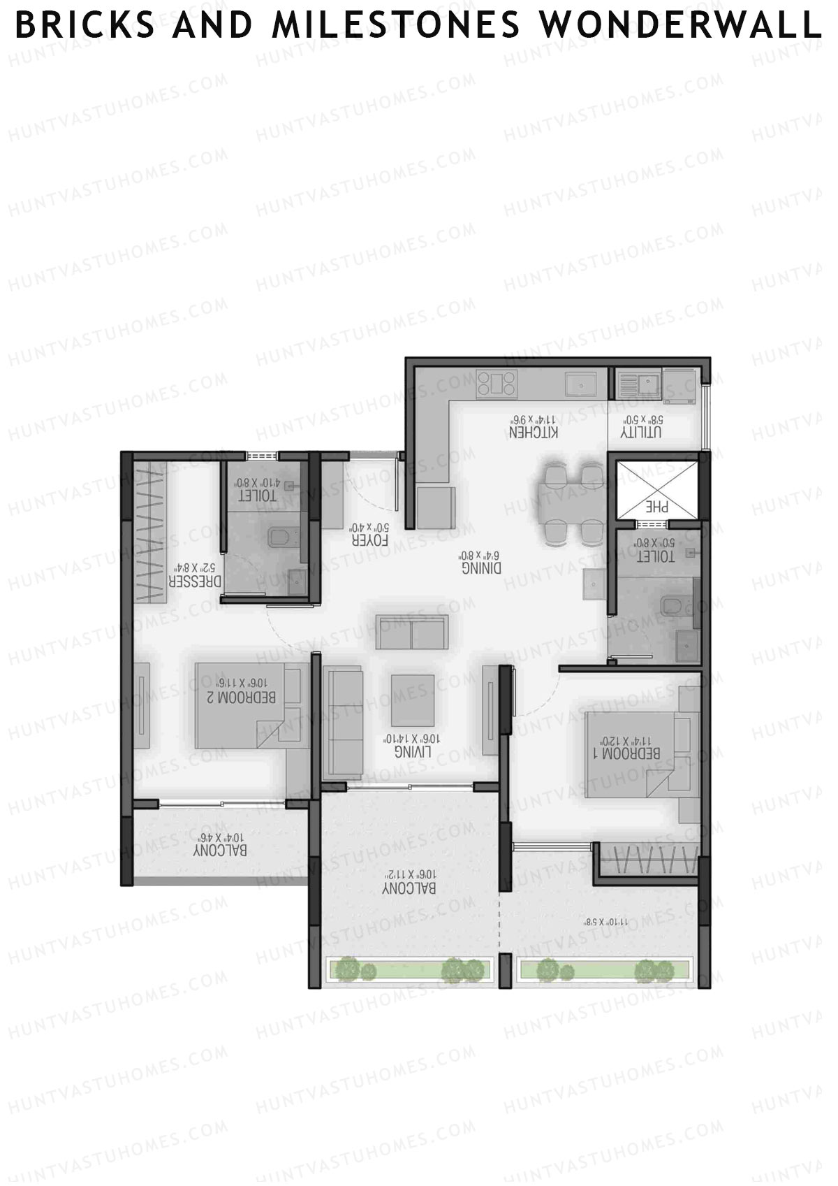 Bricks and Milestones Wonderwall Wing B Unit 2 (Type 3) Floor Plan