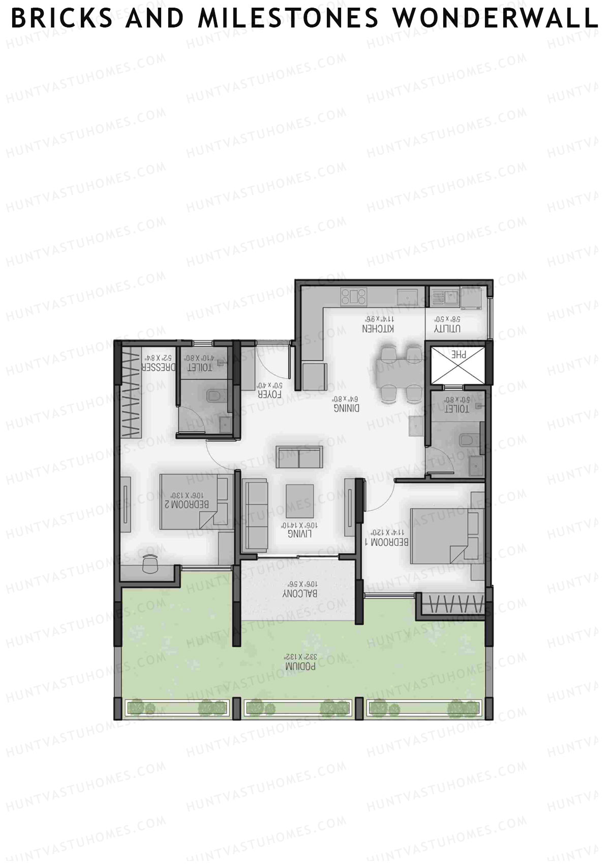 Bricks and Milestones Wonderwall Wing B Unit 3 (Type 1) Floor Plan