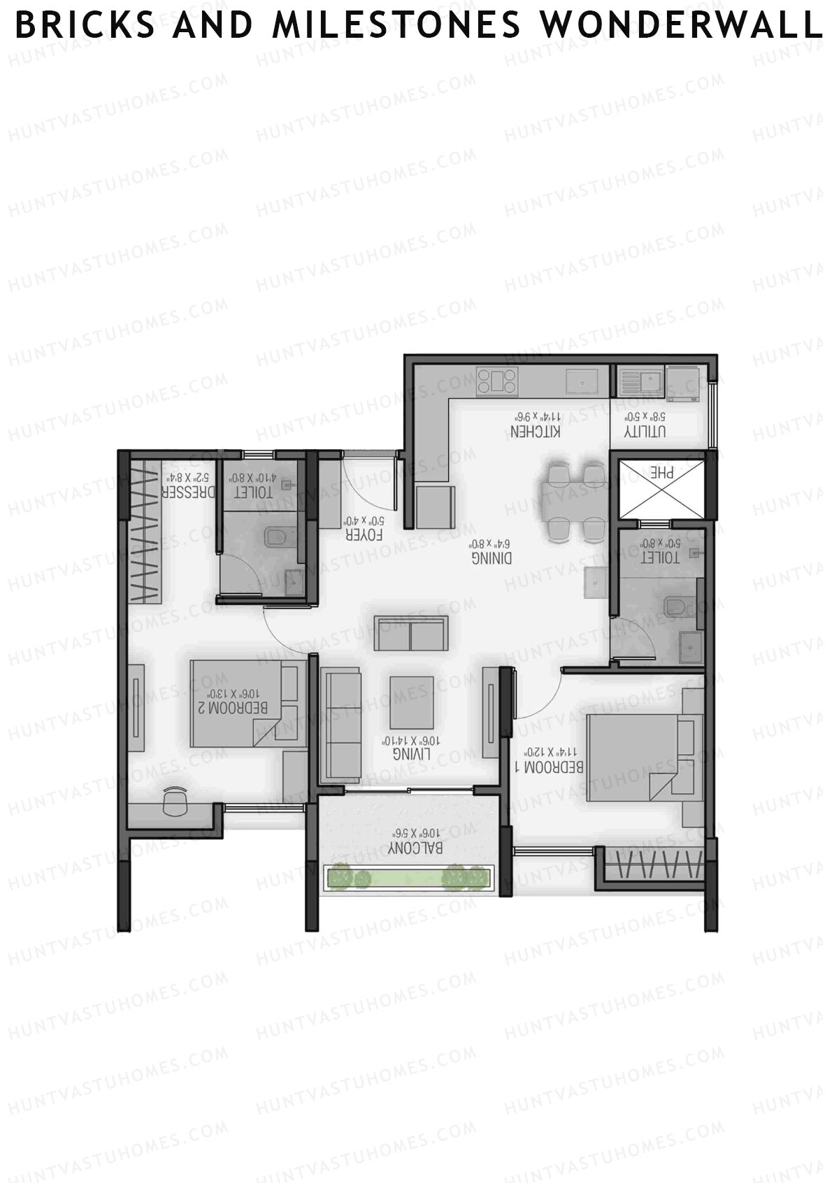 Bricks and Milestones Wonderwall Wing B Unit 3 (Type 1) Floor Plan