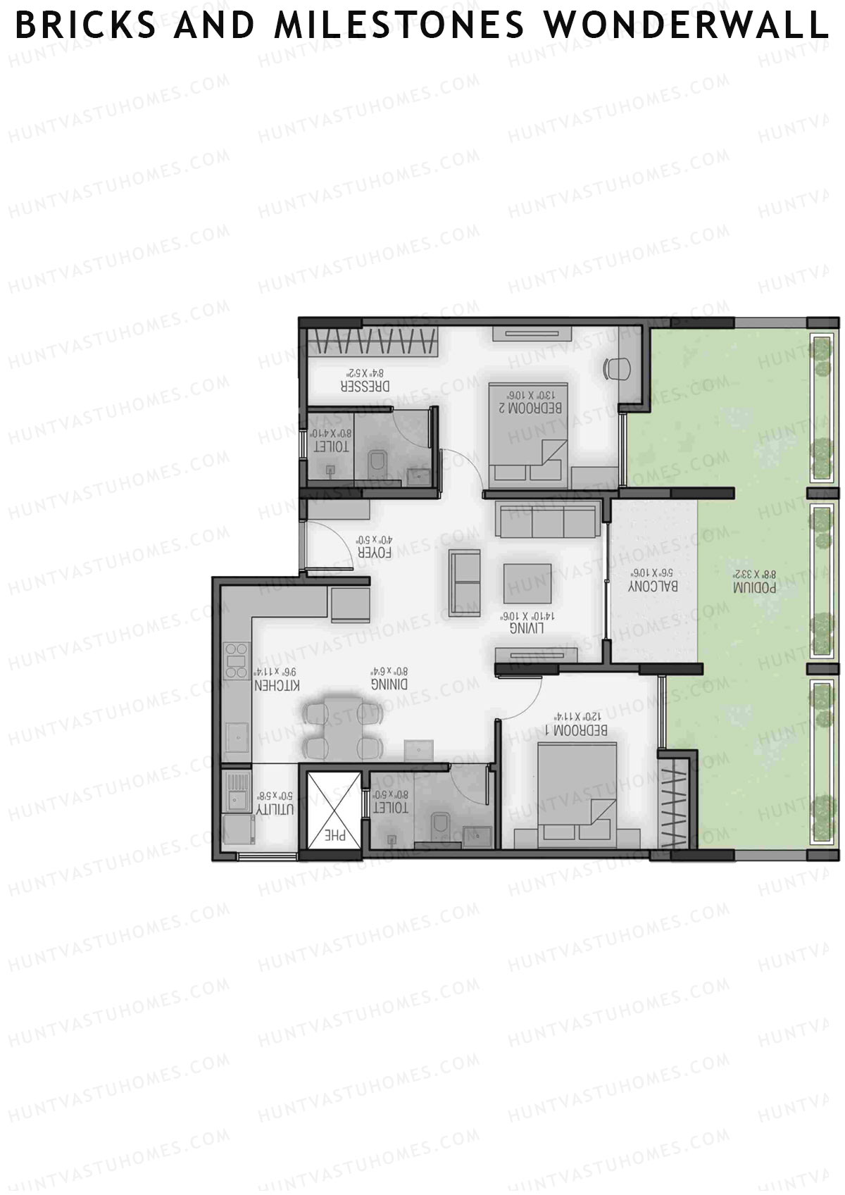 Bricks and Milestones Wonderwall Wing D Unit 2 (Type 1) Floor Plan