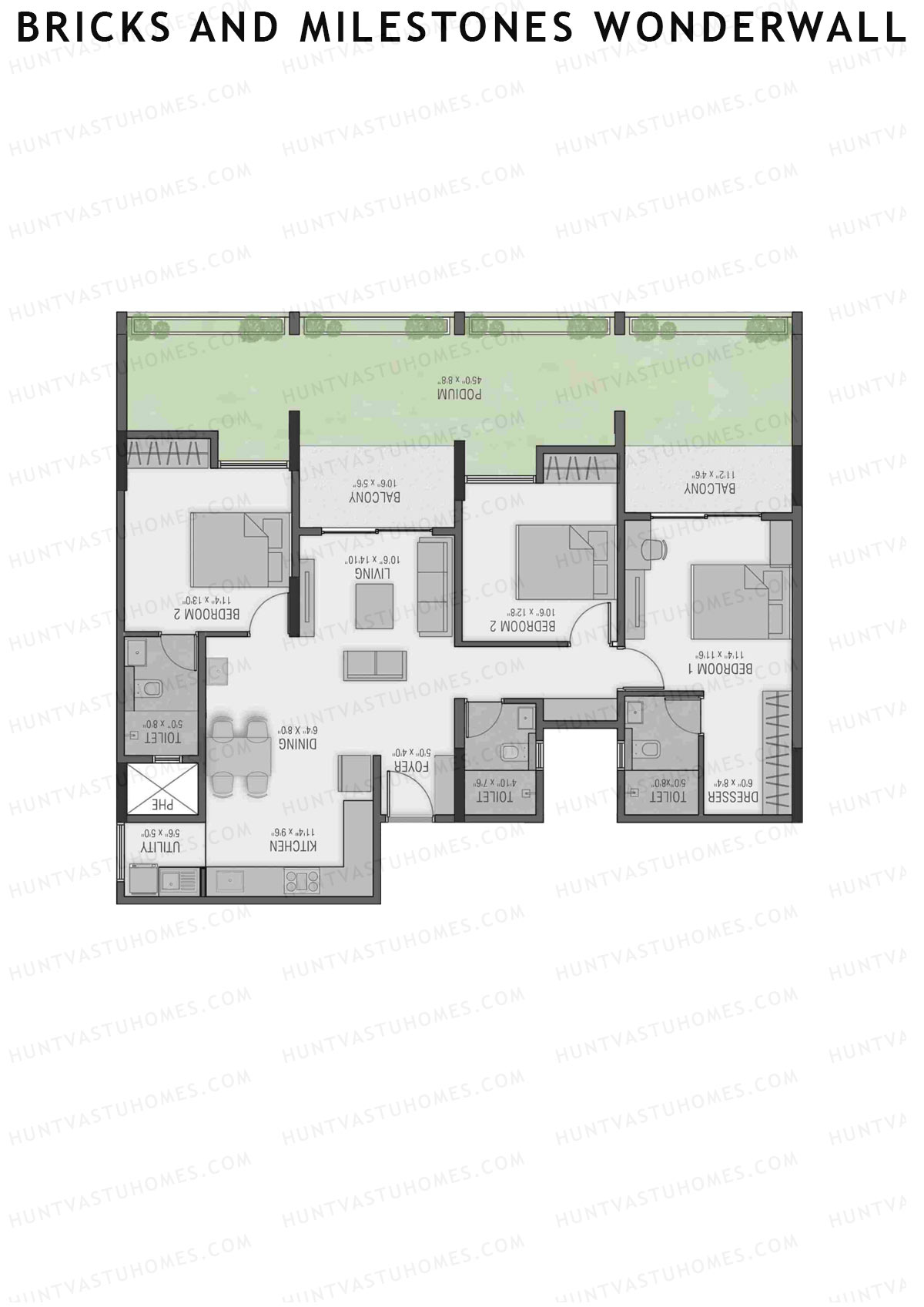Bricks and Milestones Wonderwall Wing D Unit 3 (Type 1) Floor Plan