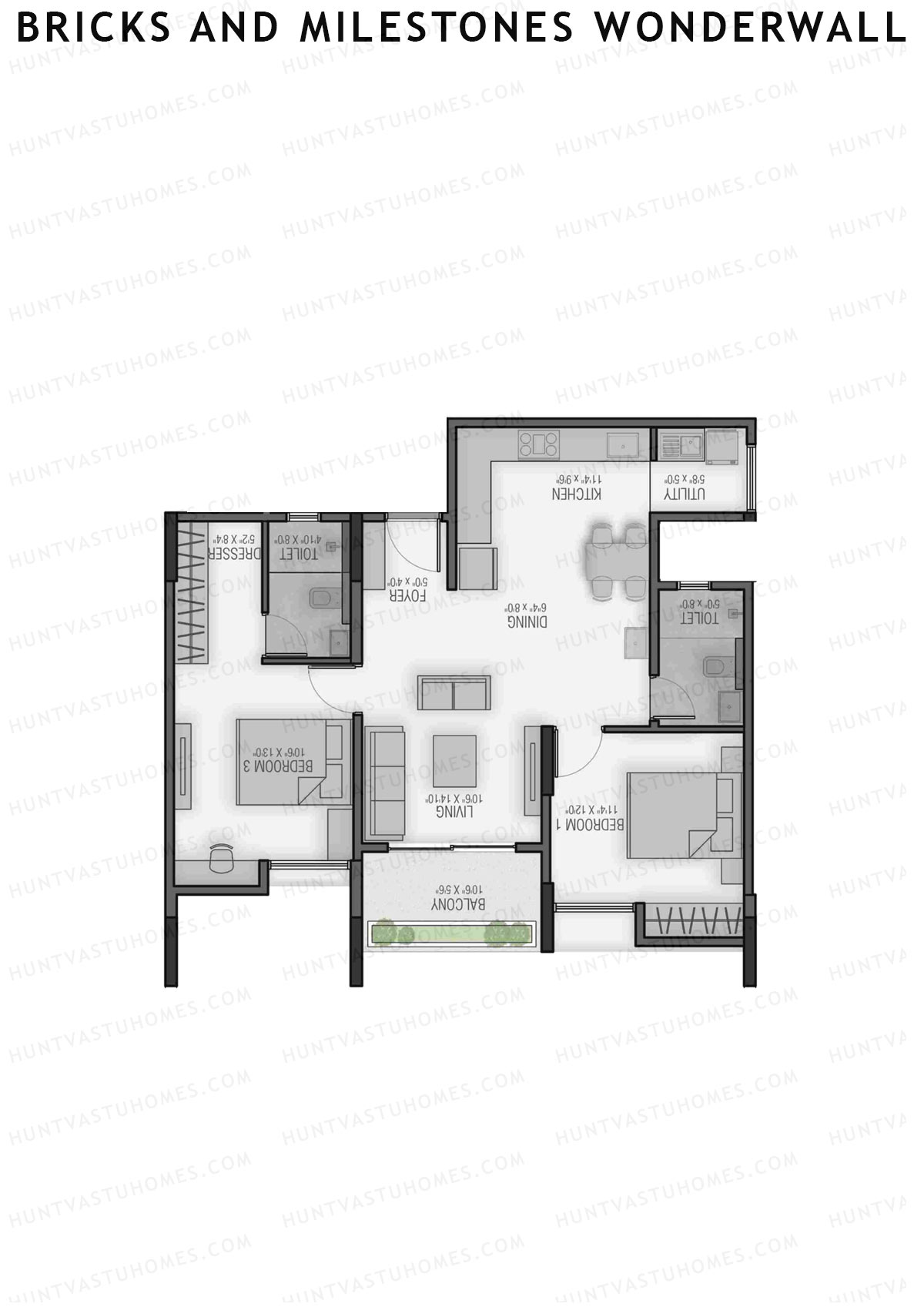 Bricks and Milestones Wonderwall Wing D Unit 9 (Type 1) Floor Plan