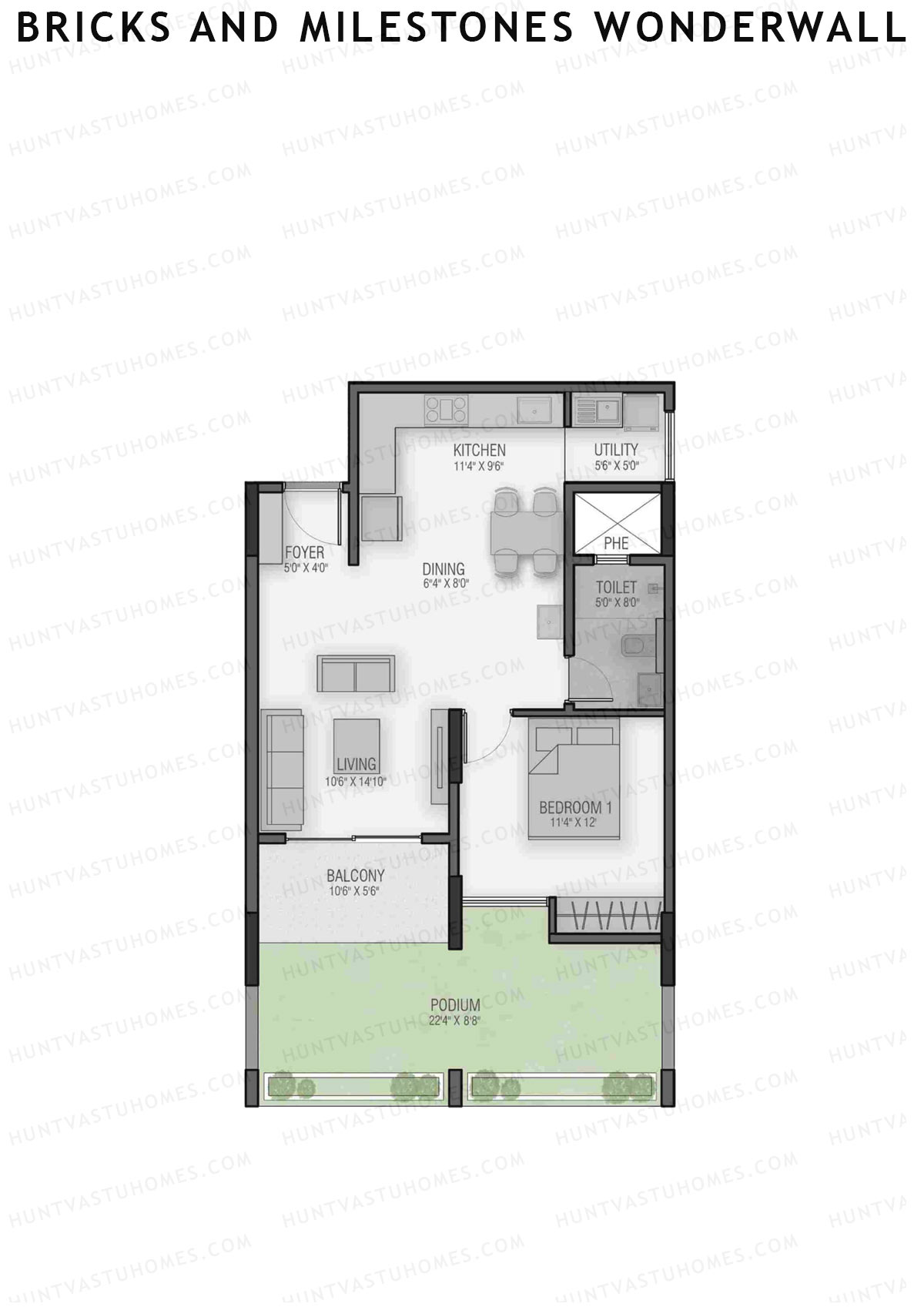 Bricks and Milestones Wonderwall Wing E Unit 2 Floor Plan