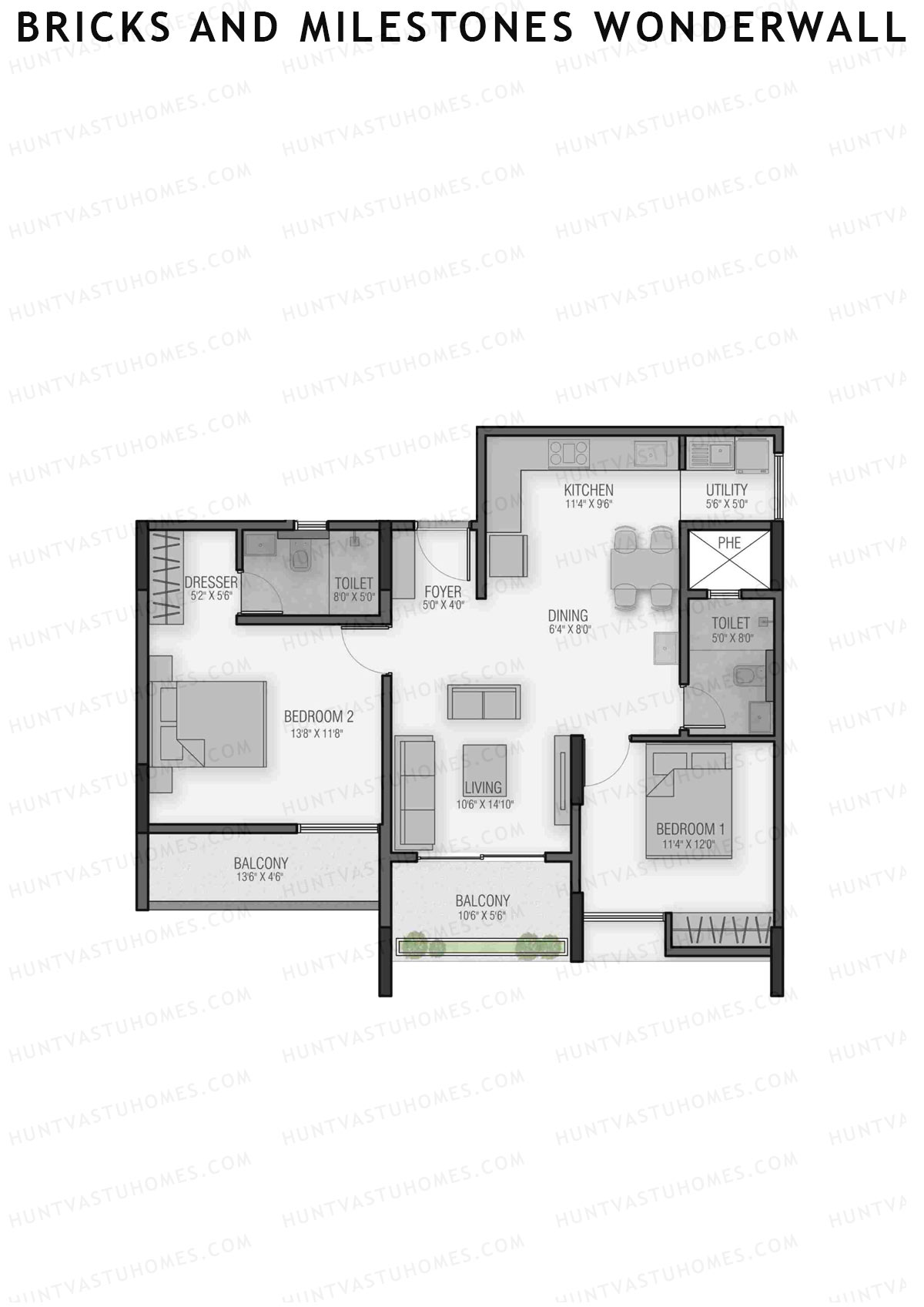 Bricks and Milestones Wonderwall Wing E Unit 2 Floor Plan